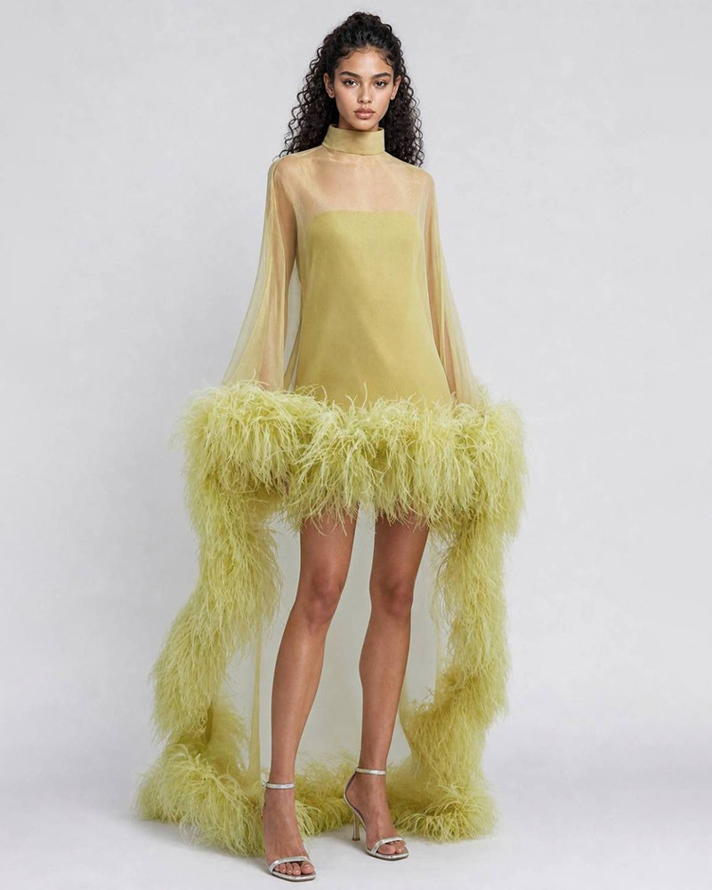  Lyra Green Feather-Trimmed Mini Set