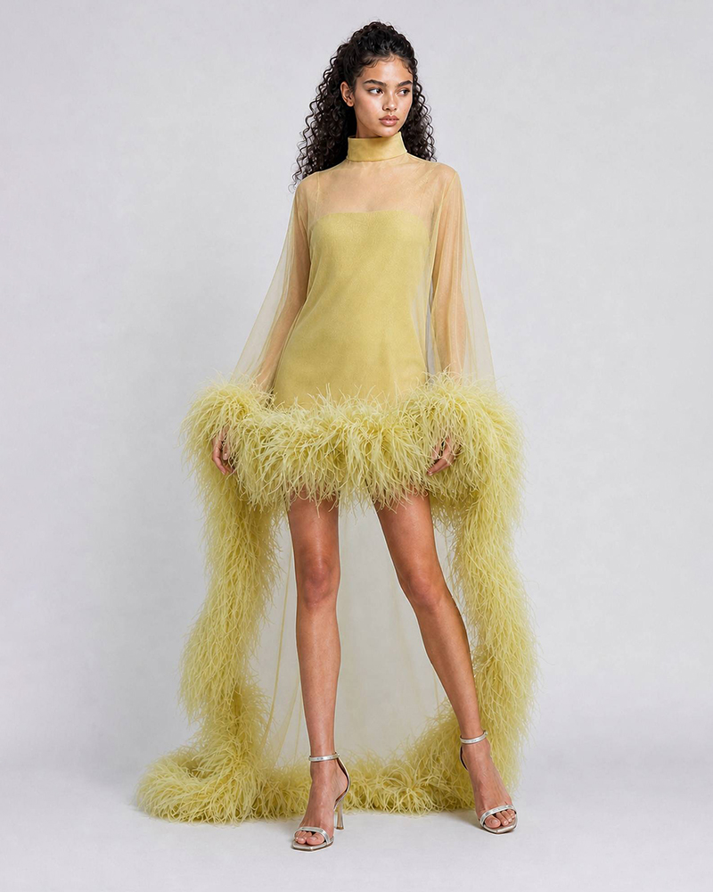  Lyra Green Feather-Trimmed Mini Set
