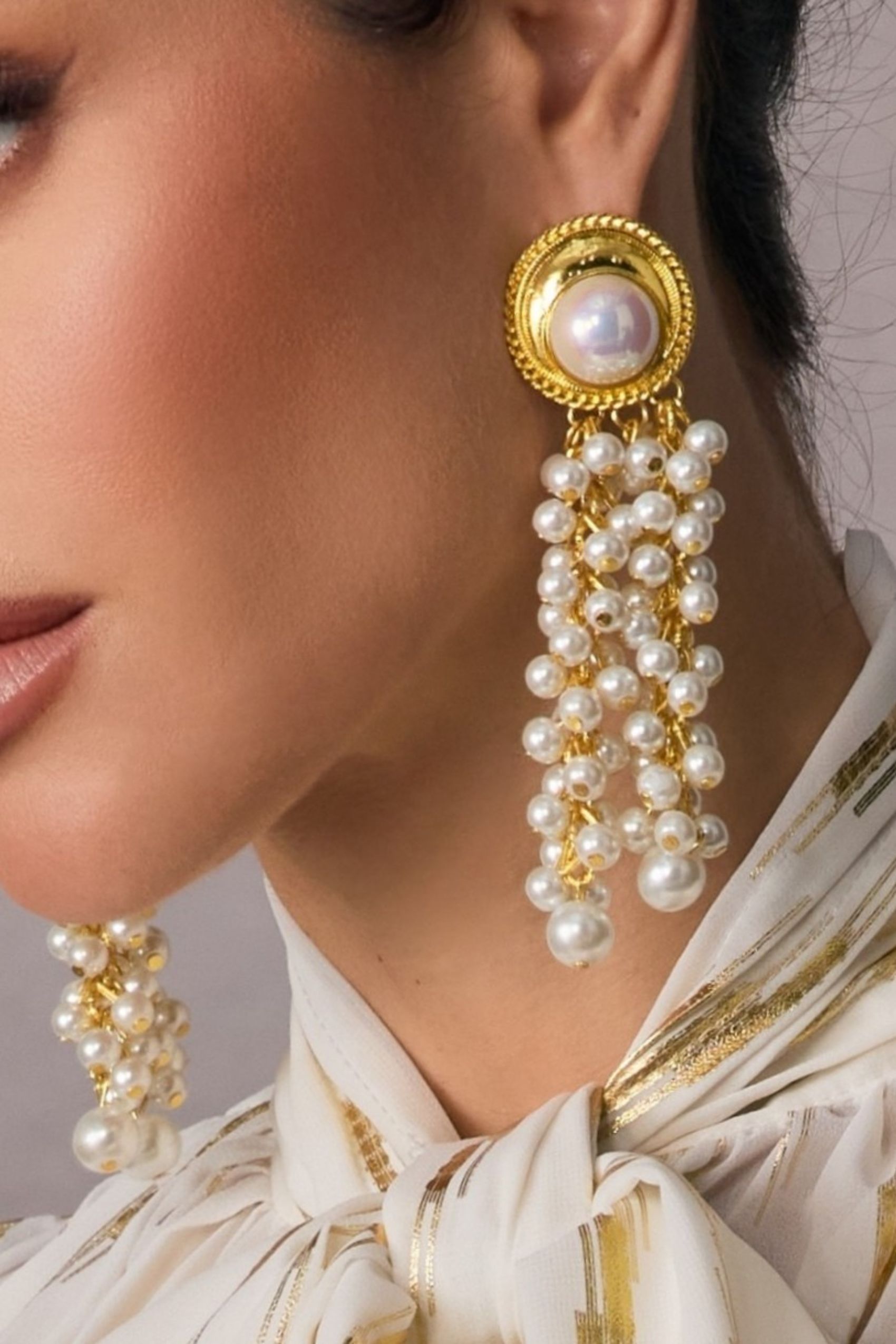 Pearl Tassel Drop Earrings-purelyfable