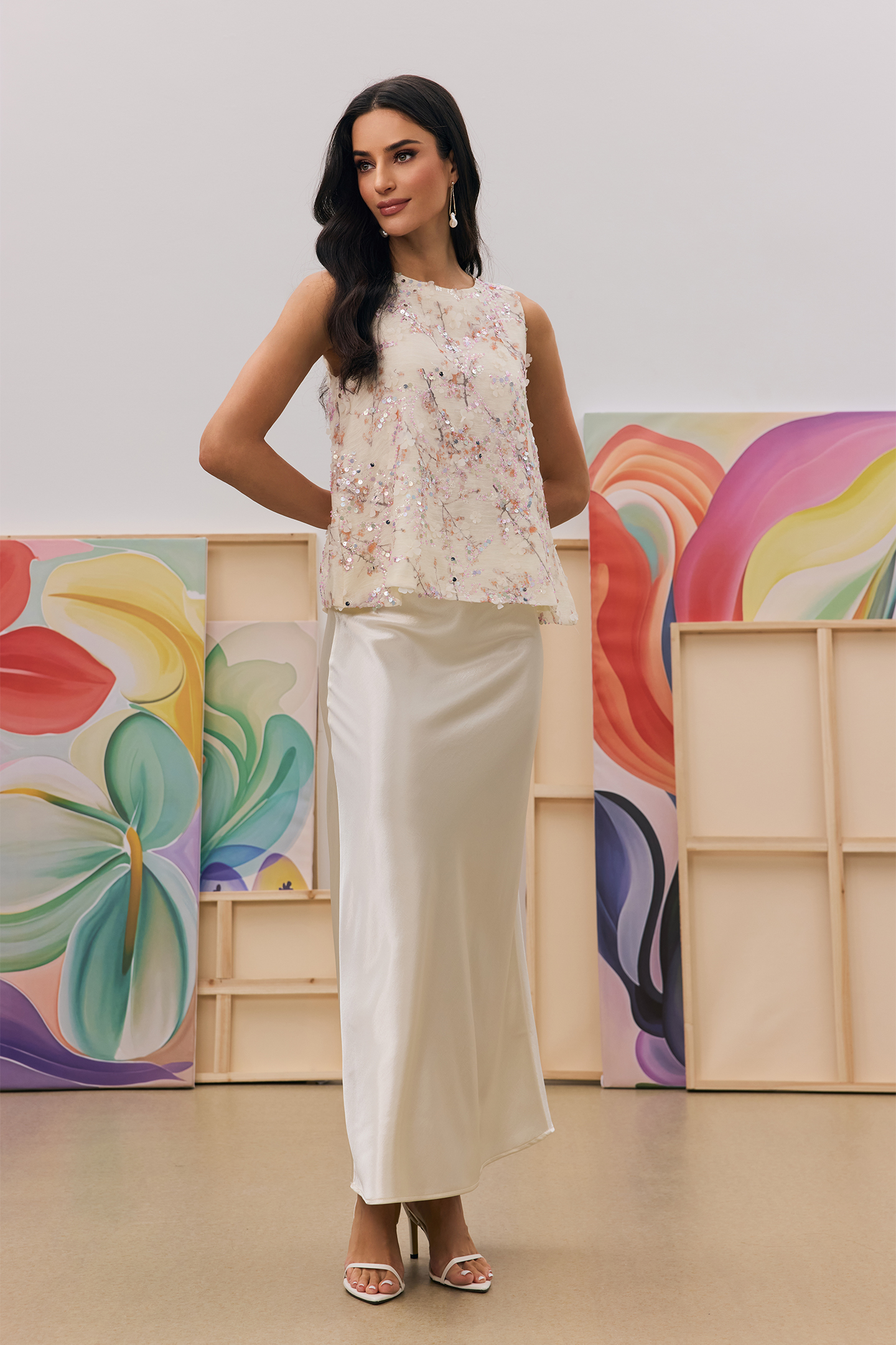 Angelica Floral Embroidery Sequin Sleeveless Vest-purelyfable