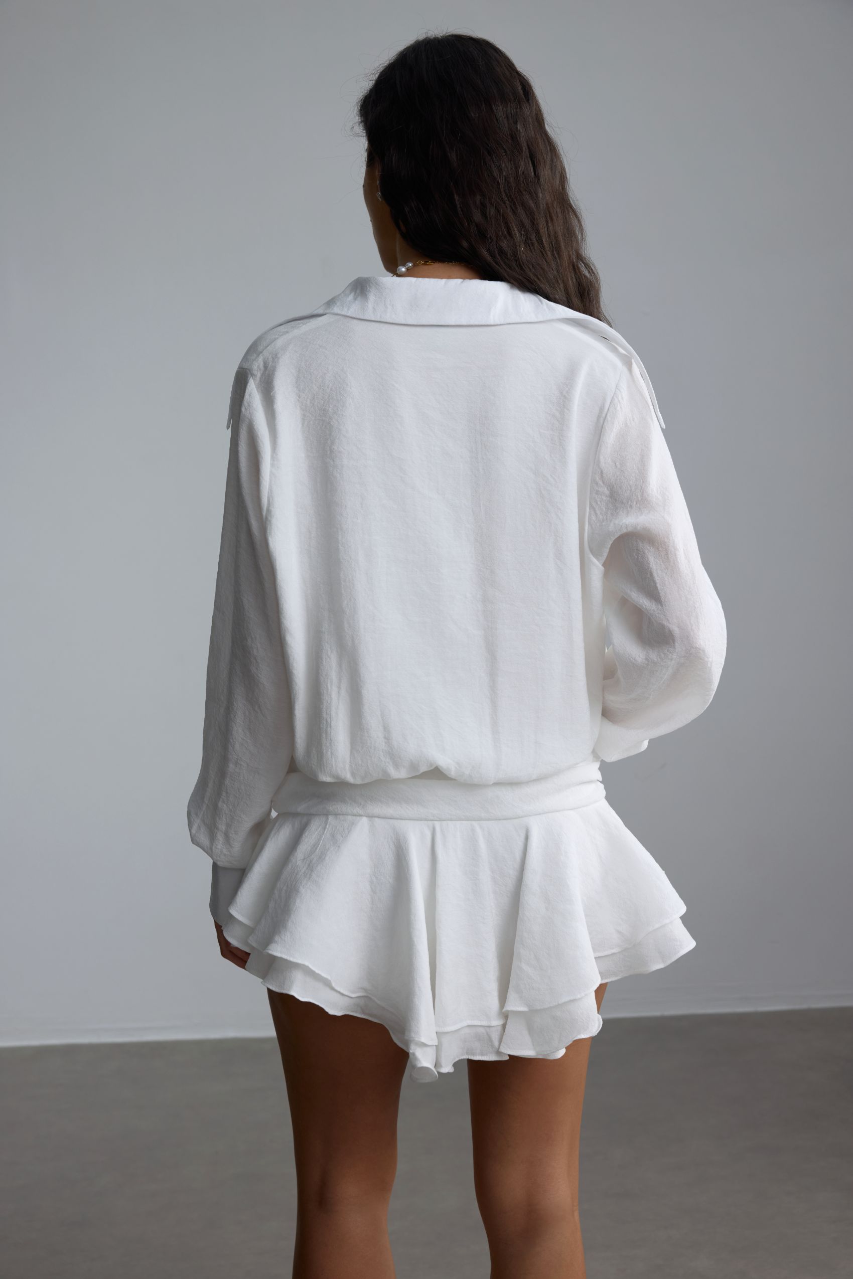 Felicia Chiffon Mini Shirt Dress-purelyfable