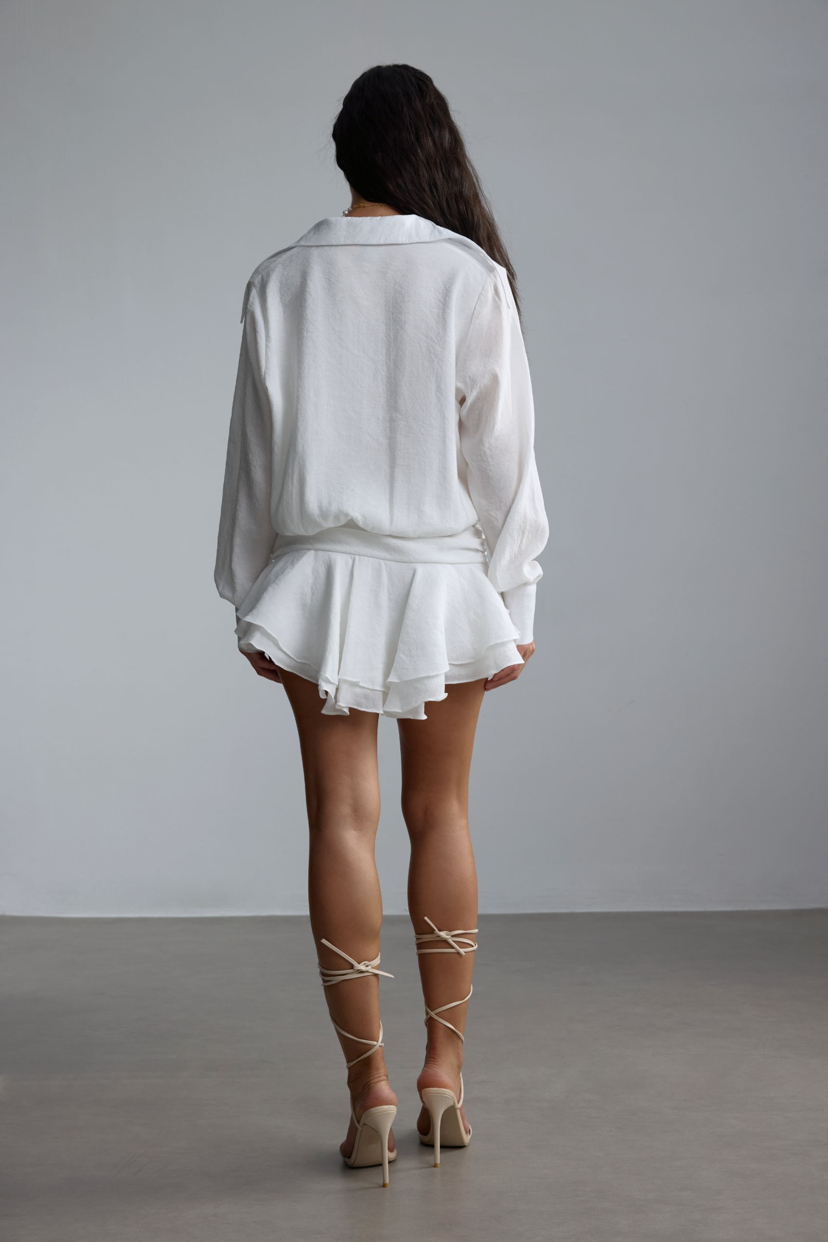 Felicia Chiffon Mini Shirt Dress-purelyfable
