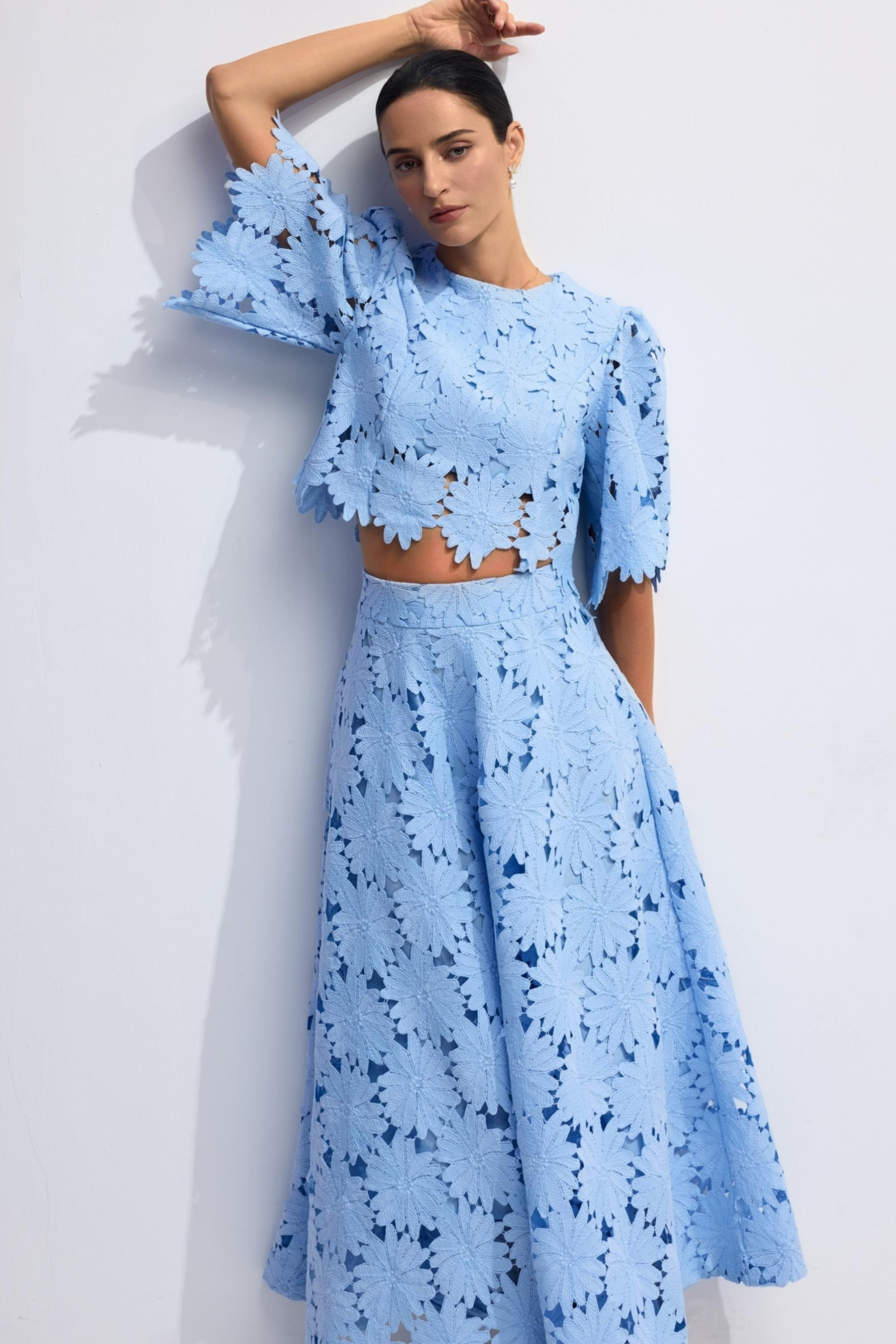 Madeline Lace Embroidered Top & Maxi Skirt Set-purelyfable