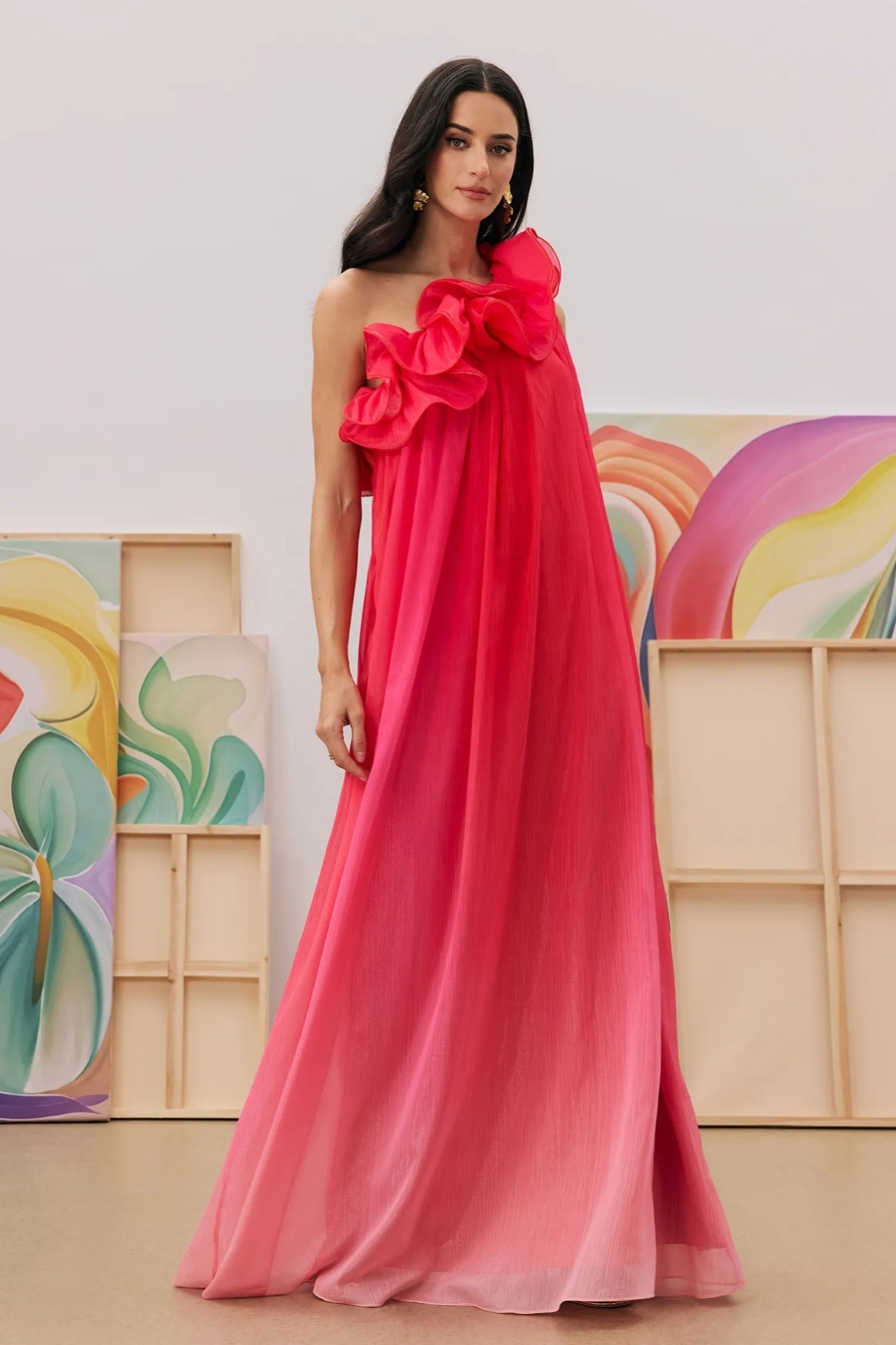 Fiona One Shoulder Gradient Maxi Dress-purelyfable