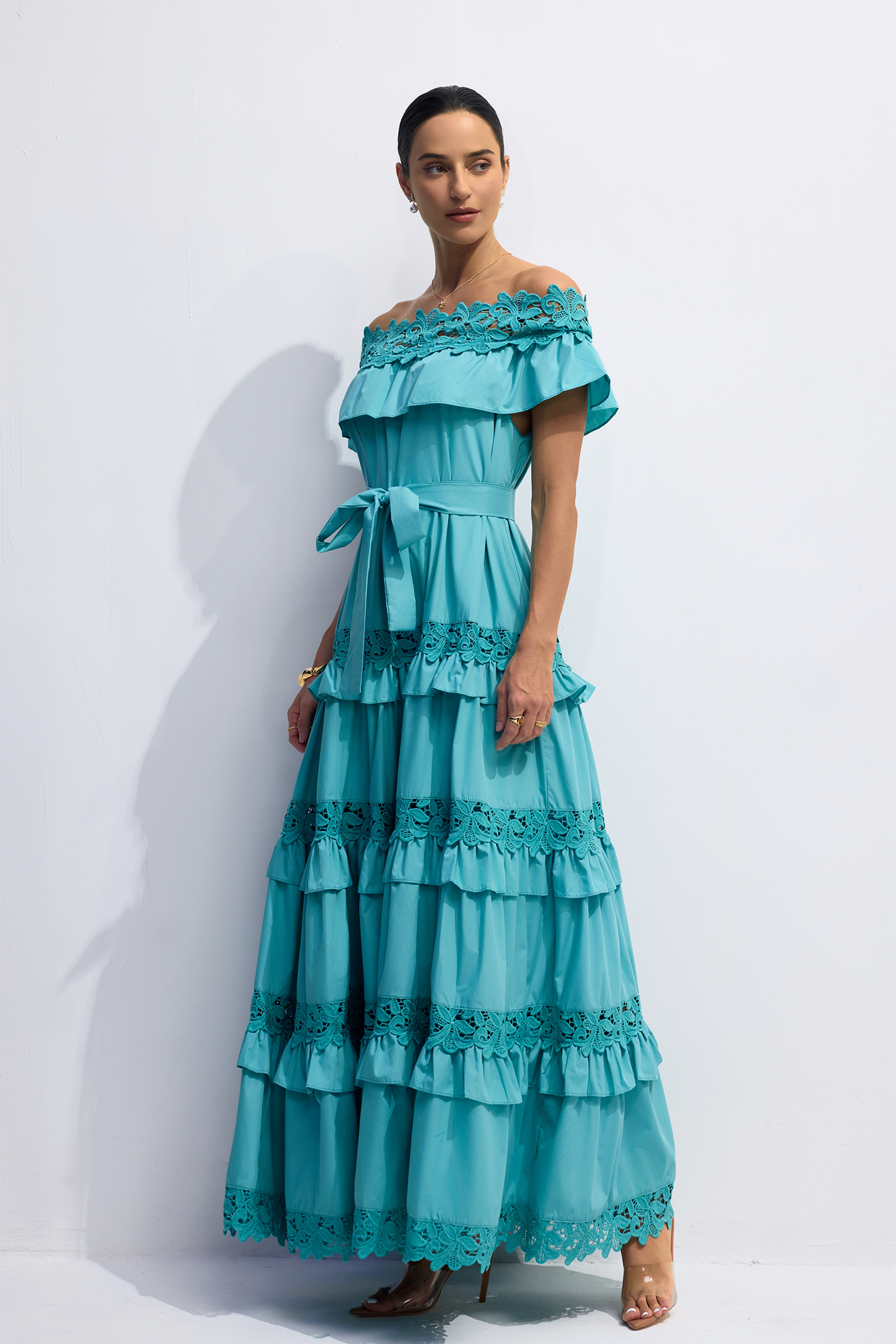 Beth Off Shoulder Tiered Maxi Dress-purelyfable