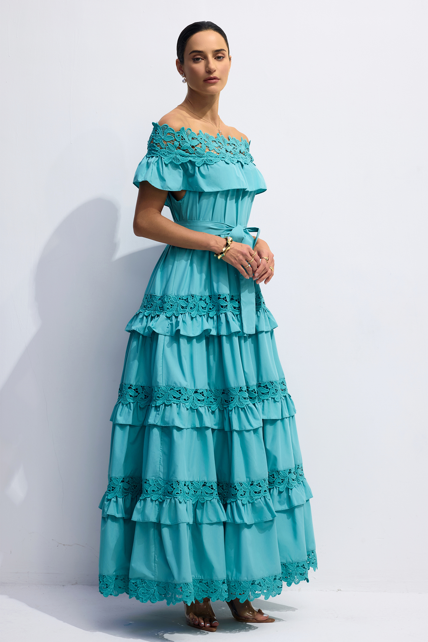 Beth Off Shoulder Tiered Maxi Dress-purelyfable