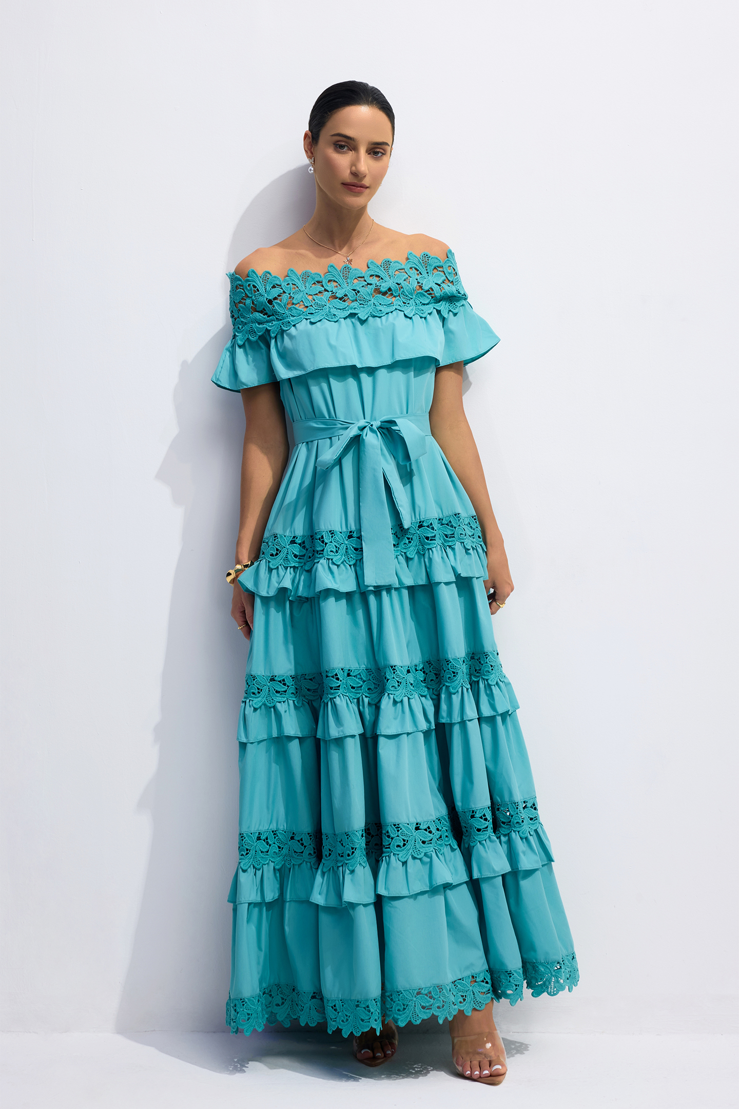 Beth Off Shoulder Tiered Maxi Dress-purelyfable