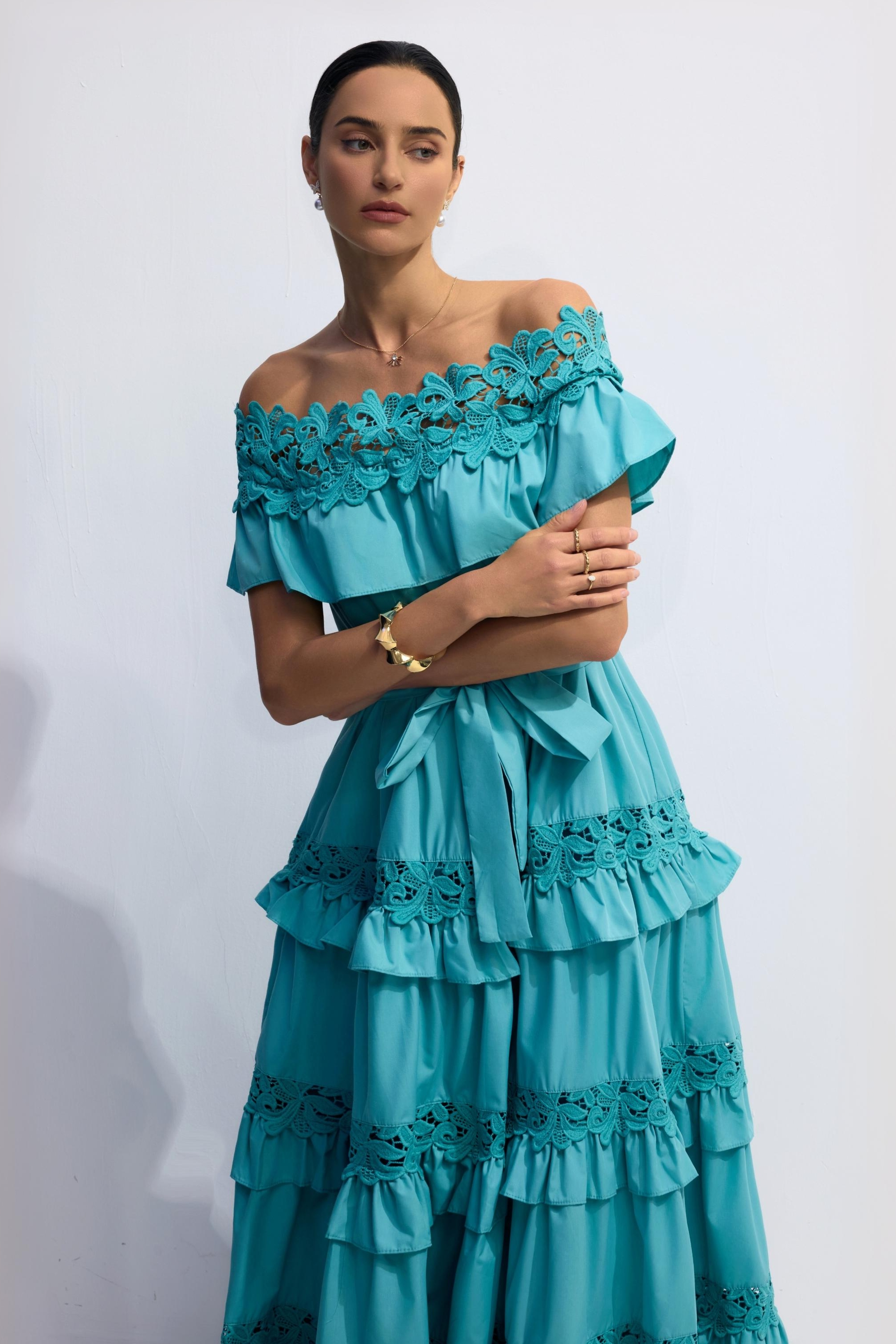 Beth Off Shoulder Tiered Maxi Dress-purelyfable