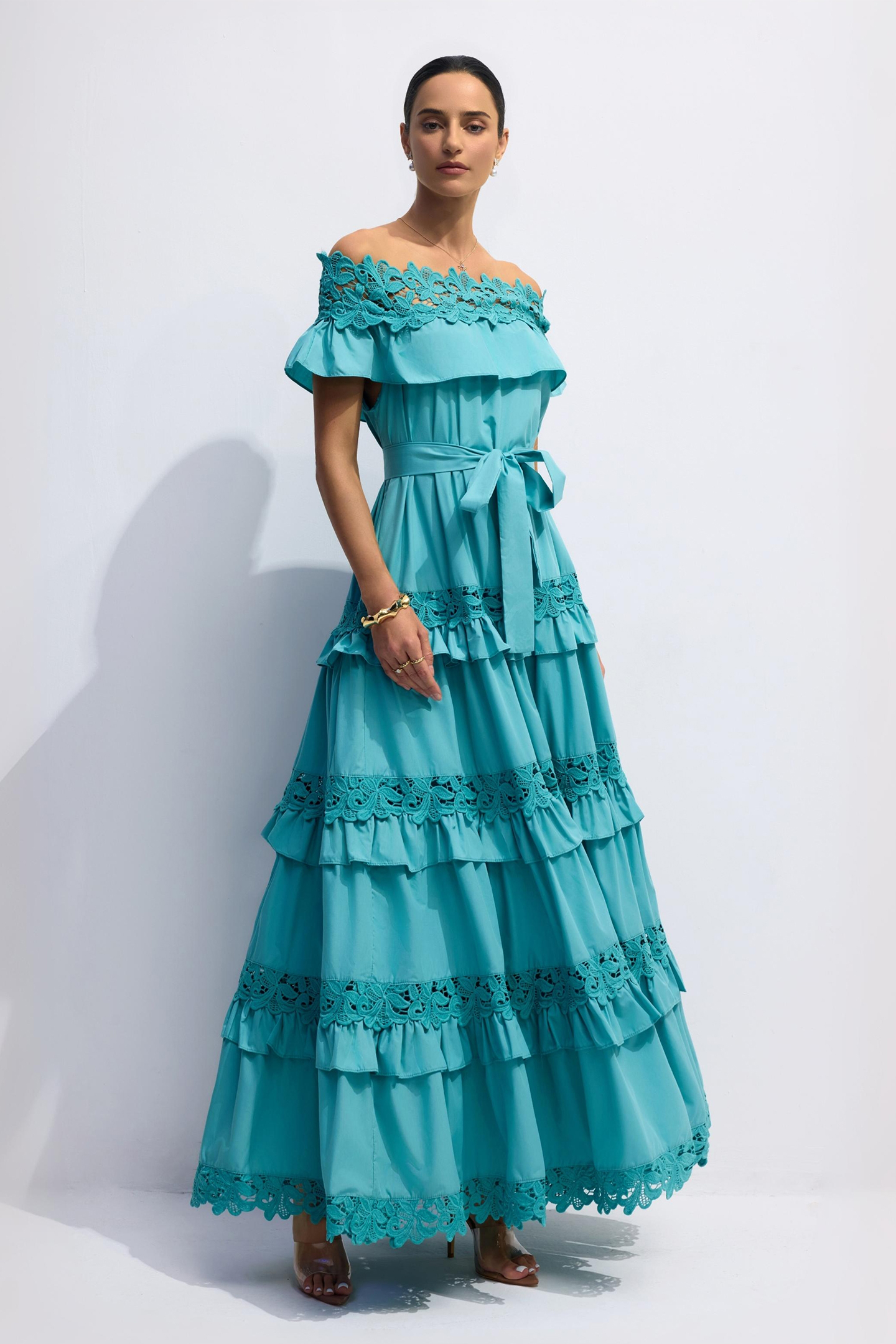 Beth Off Shoulder Tiered Maxi Dress-purelyfable