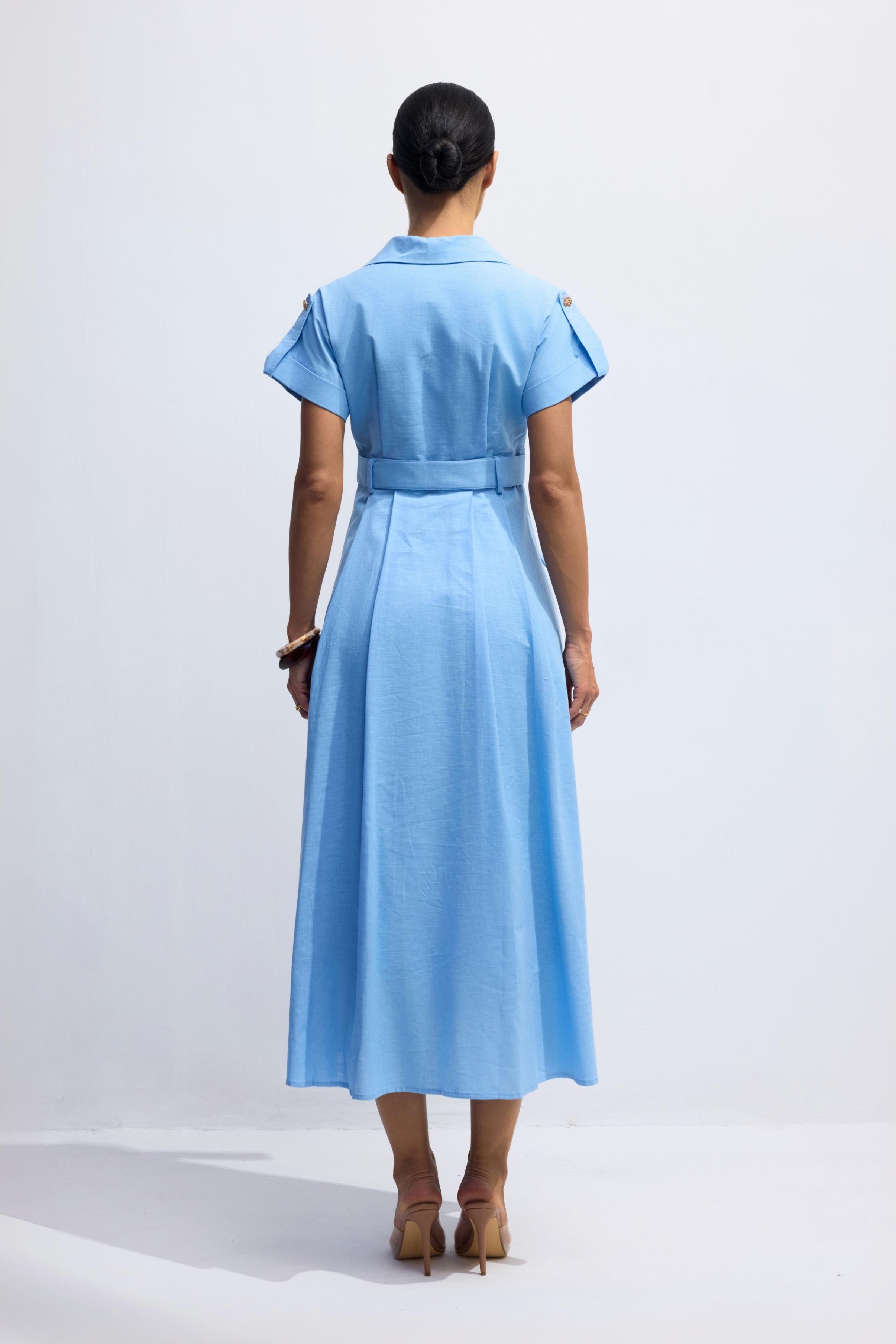 Agatha Lapel Collar A-Line Midi Dress-purelyfable