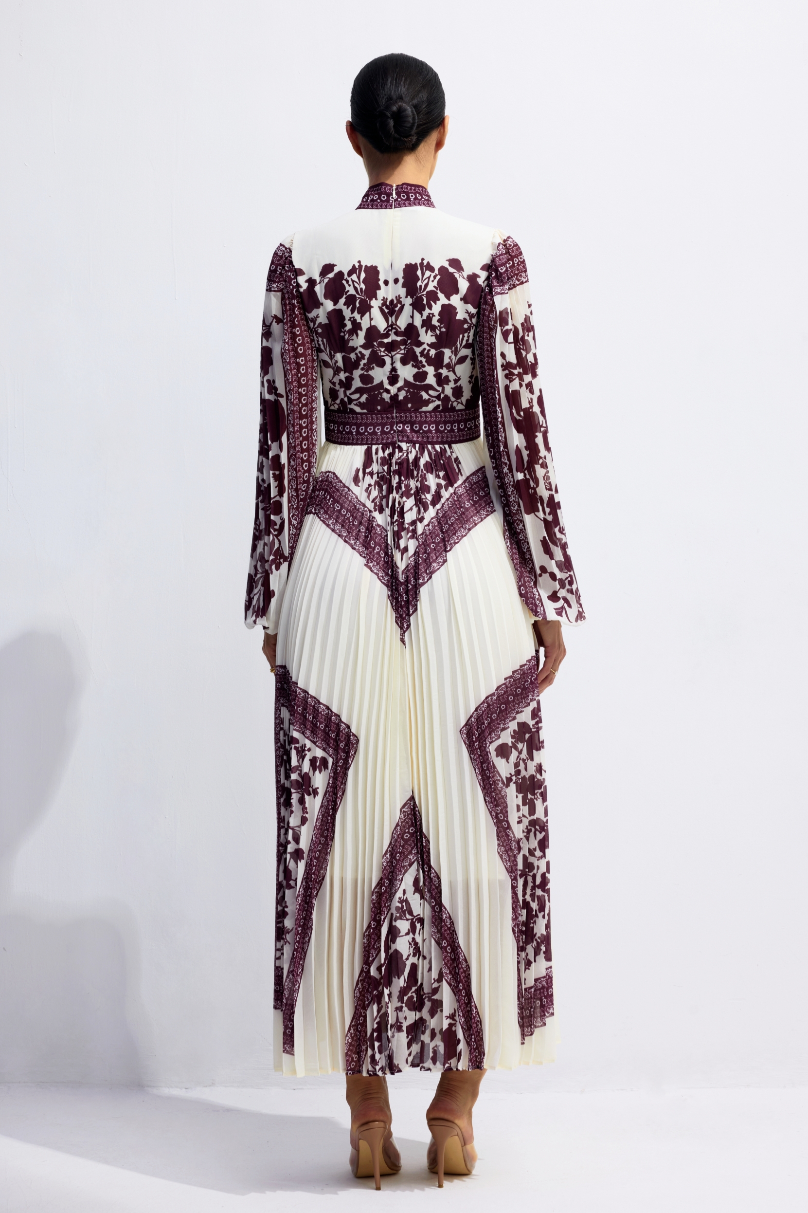 Melvina Floral Print Pleated Maxi Dress-purelyfable