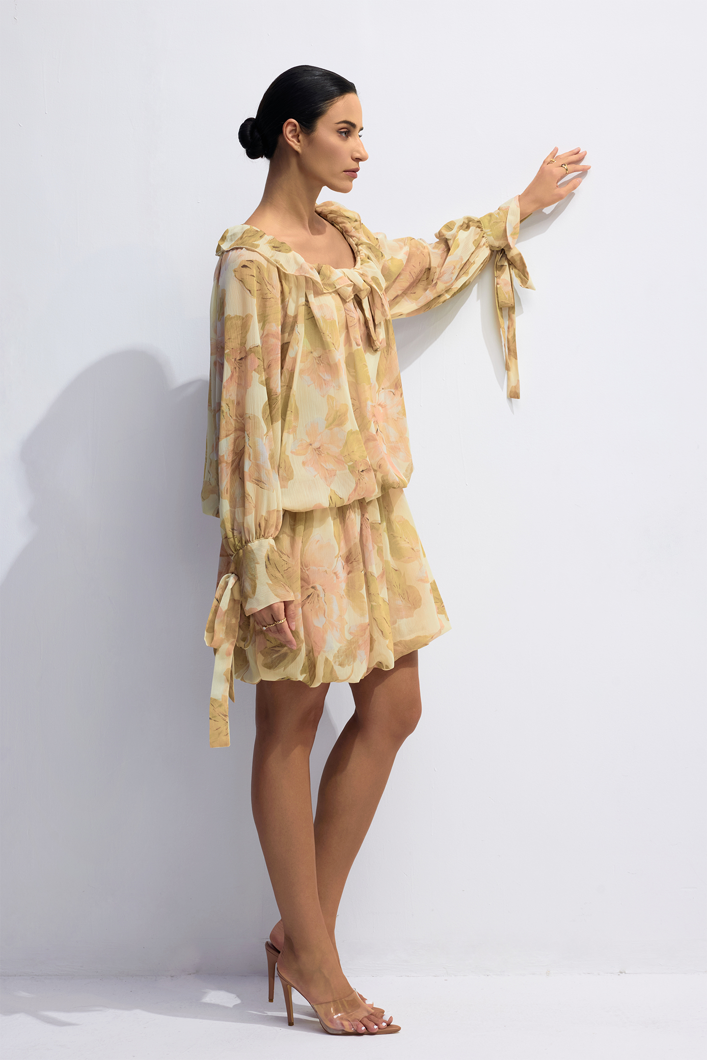 Shirley Floral Print Puff Sleeve Mini Dress-purelyfable