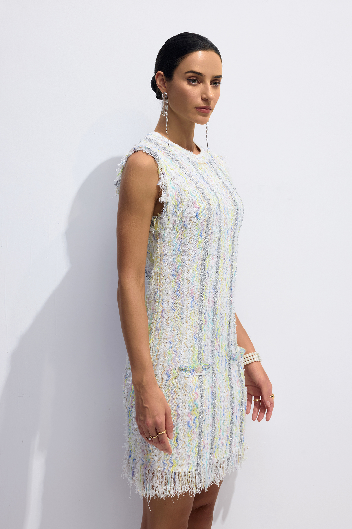 Yolanda Sleeveless Fringe Mini Dress-purelyfable