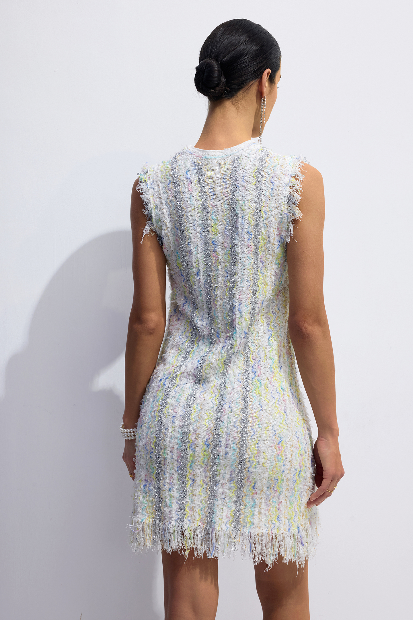 Yolanda Sleeveless Fringe Mini Dress-purelyfable