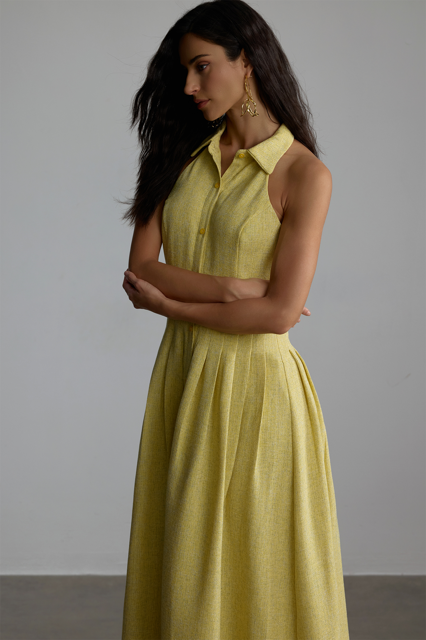 Estelle Shirt Collar Sleeveless Maxi Dress-purelyfable