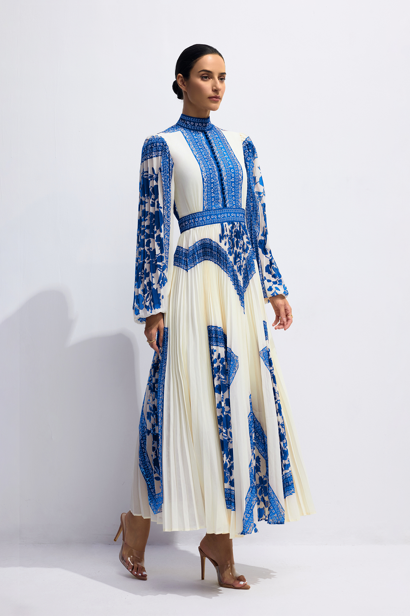 Melvina Floral Print Pleated Maxi Dress-purelyfable