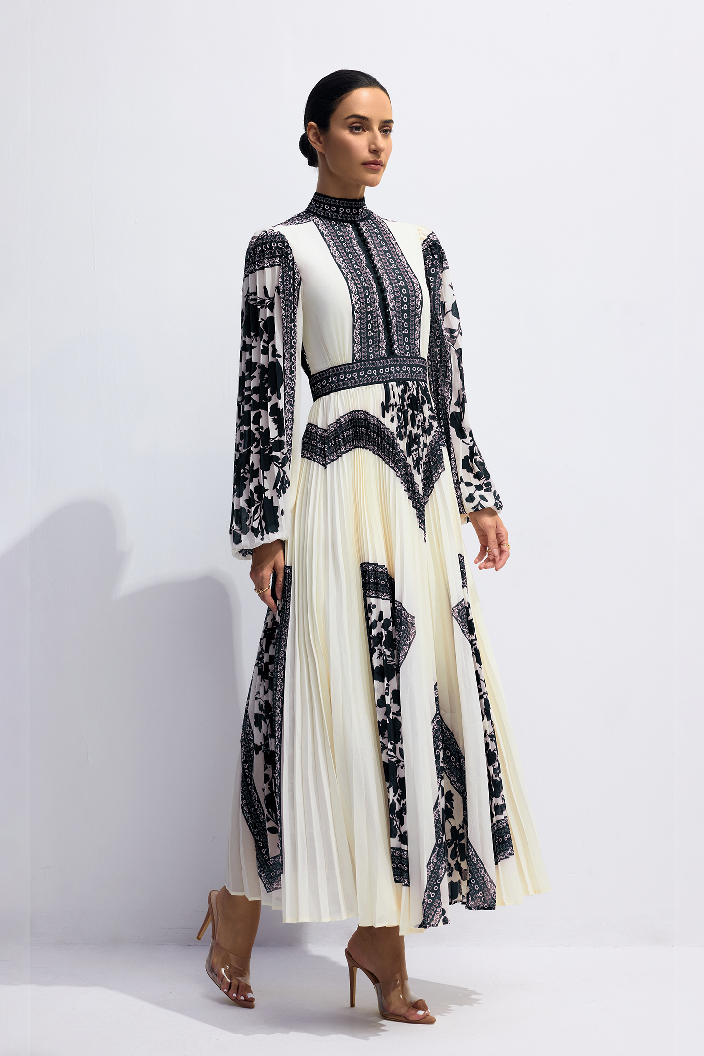 Melvina Floral Print Pleated Maxi Dress-purelyfable