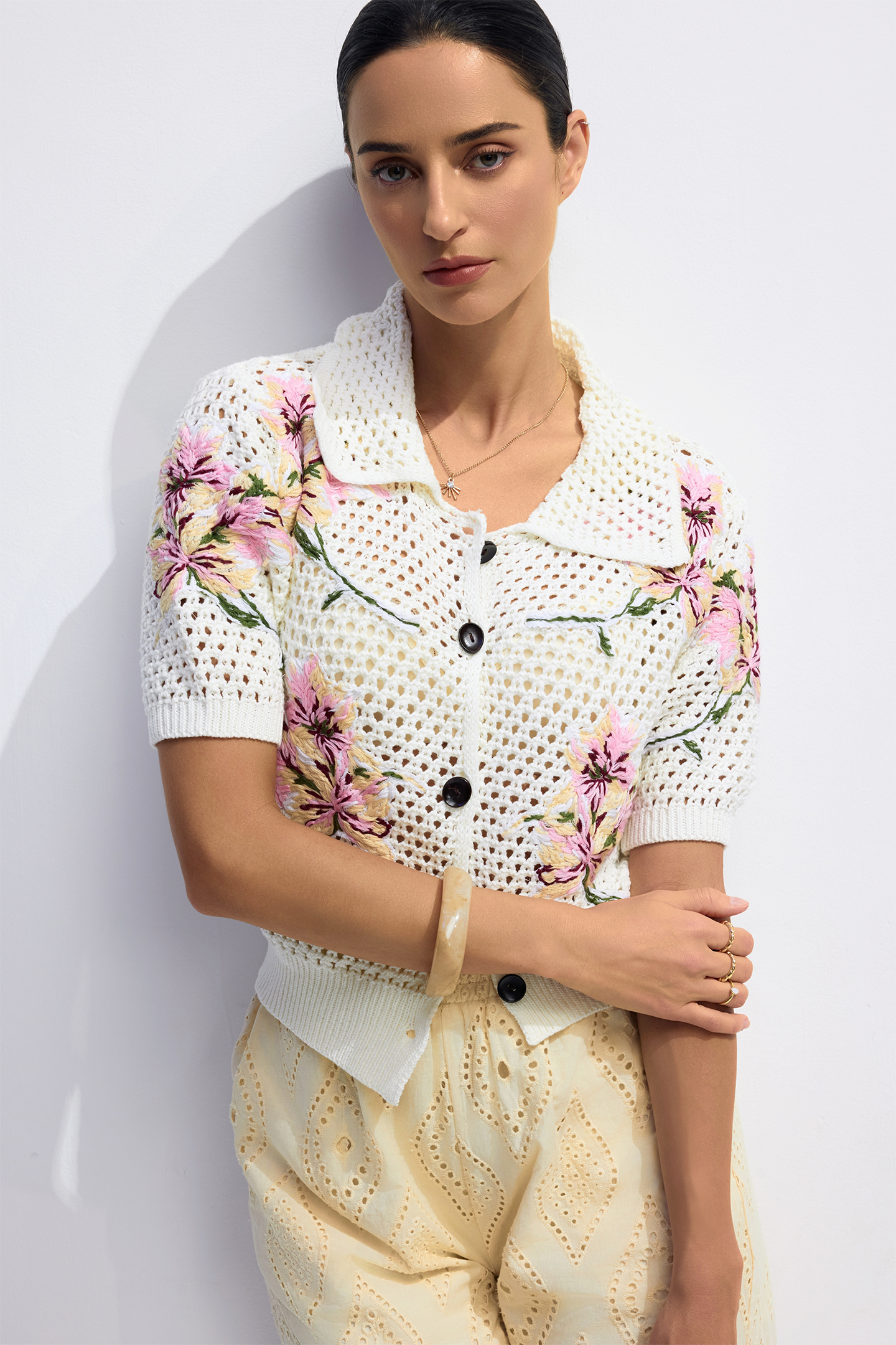 Lillian Floral Print Short Sleeve Cardigan-purelyfable