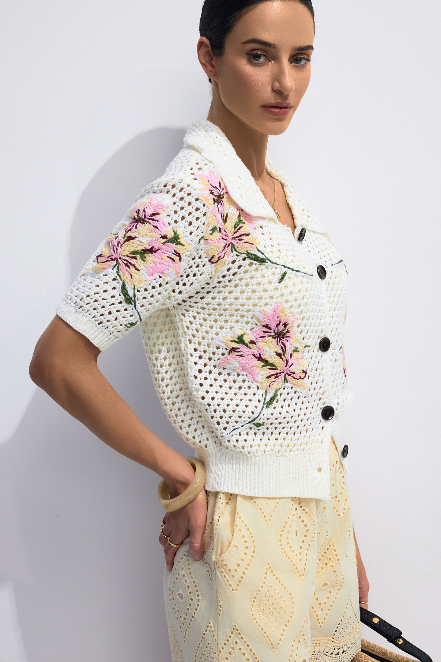 Lillian Floral Print Short Sleeve Cardigan-purelyfable