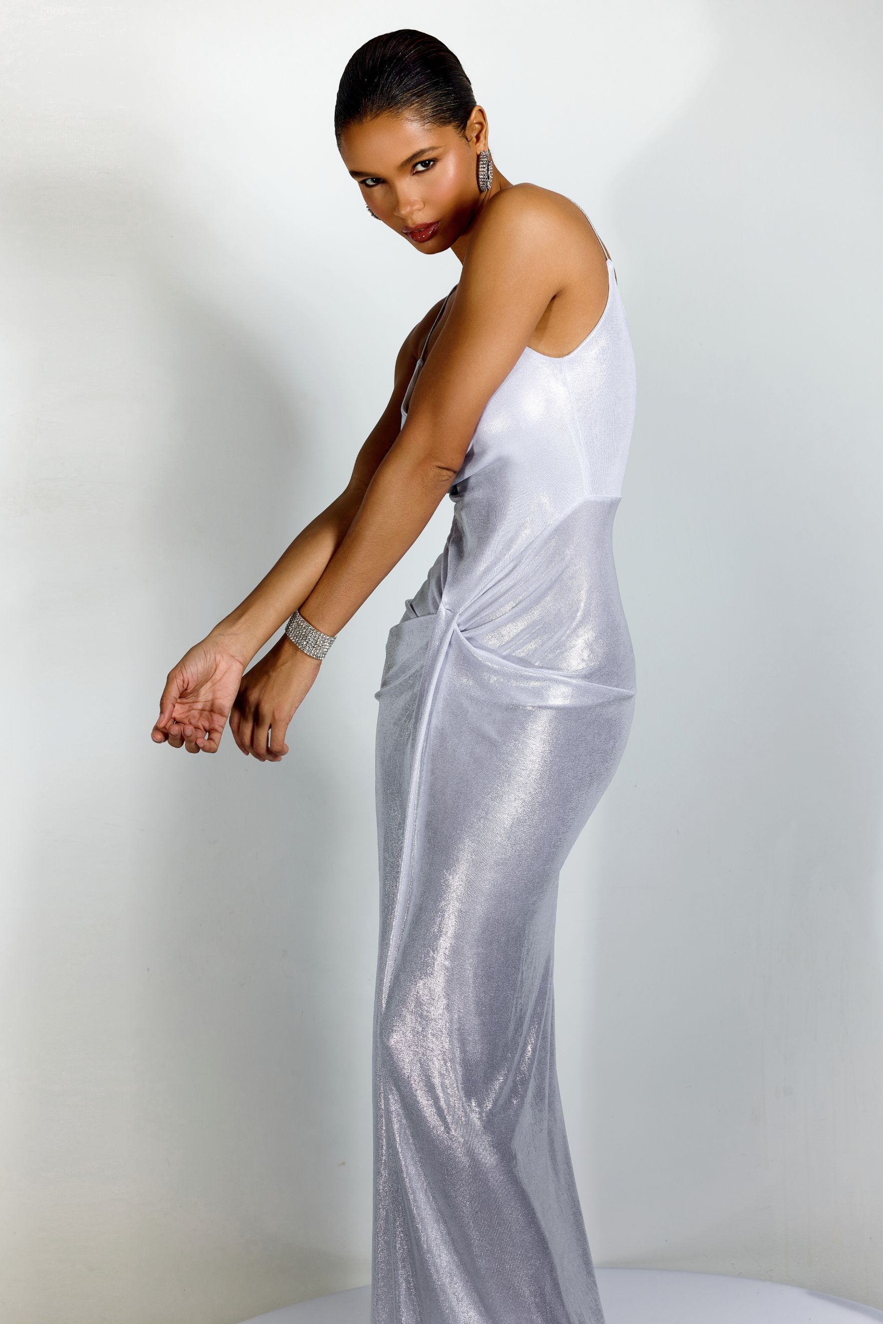 Eve Metallic Spaghetti Strap Maxi Dress-purelyfable