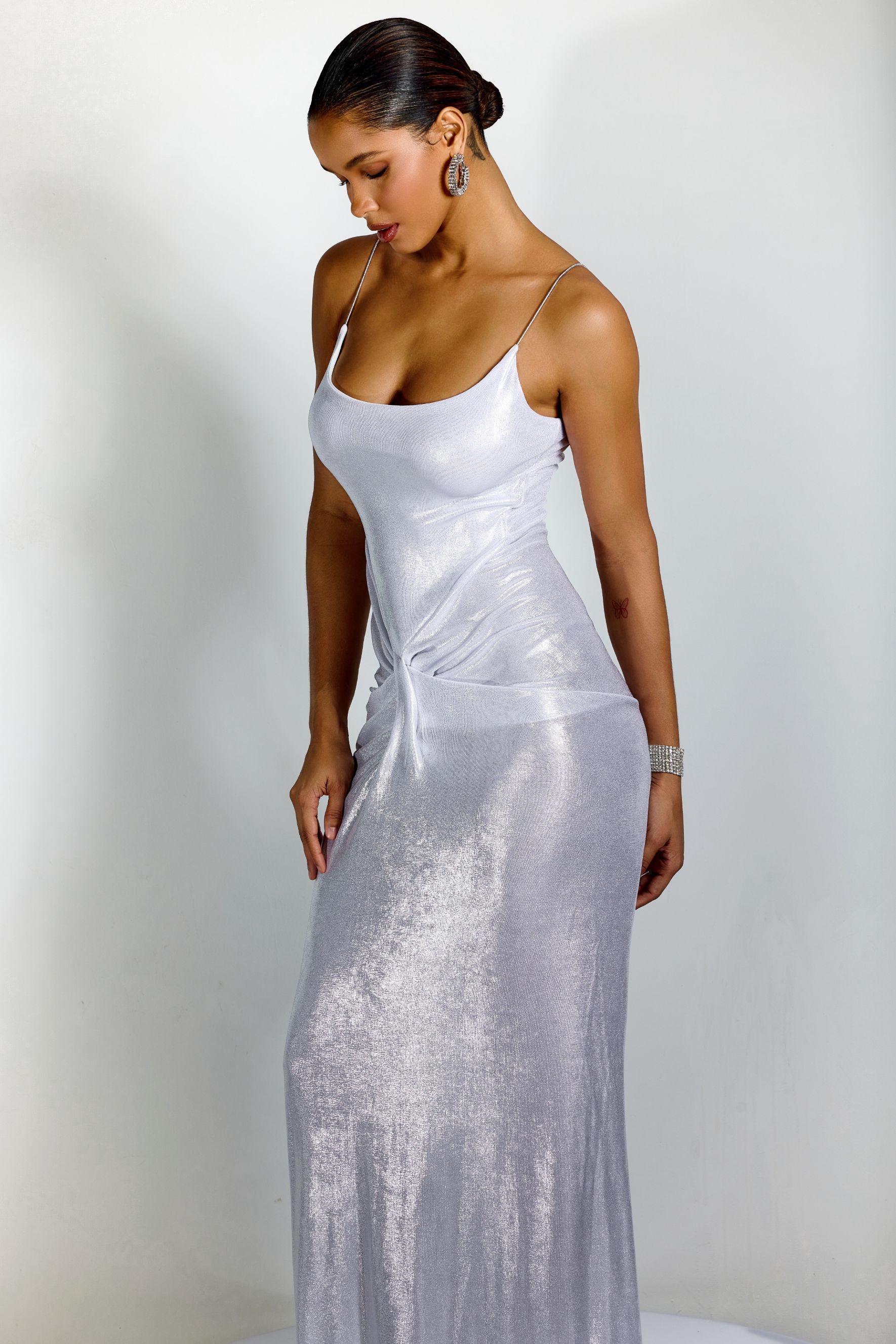 Eve Metallic Spaghetti Strap Maxi Dress-purelyfable