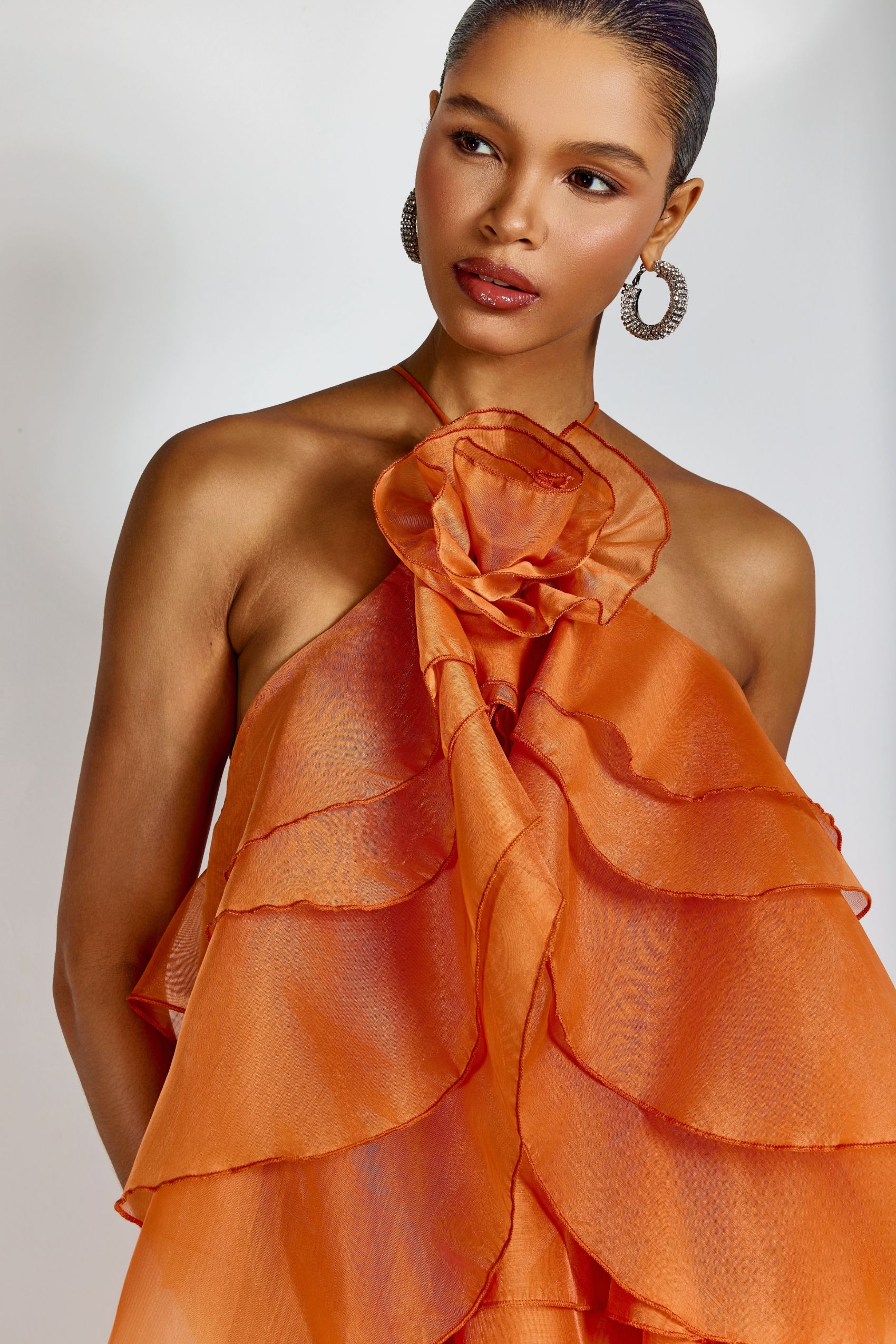 Sibley Halterneck Tiered Ruffle Maxi Dress-purelyfable
