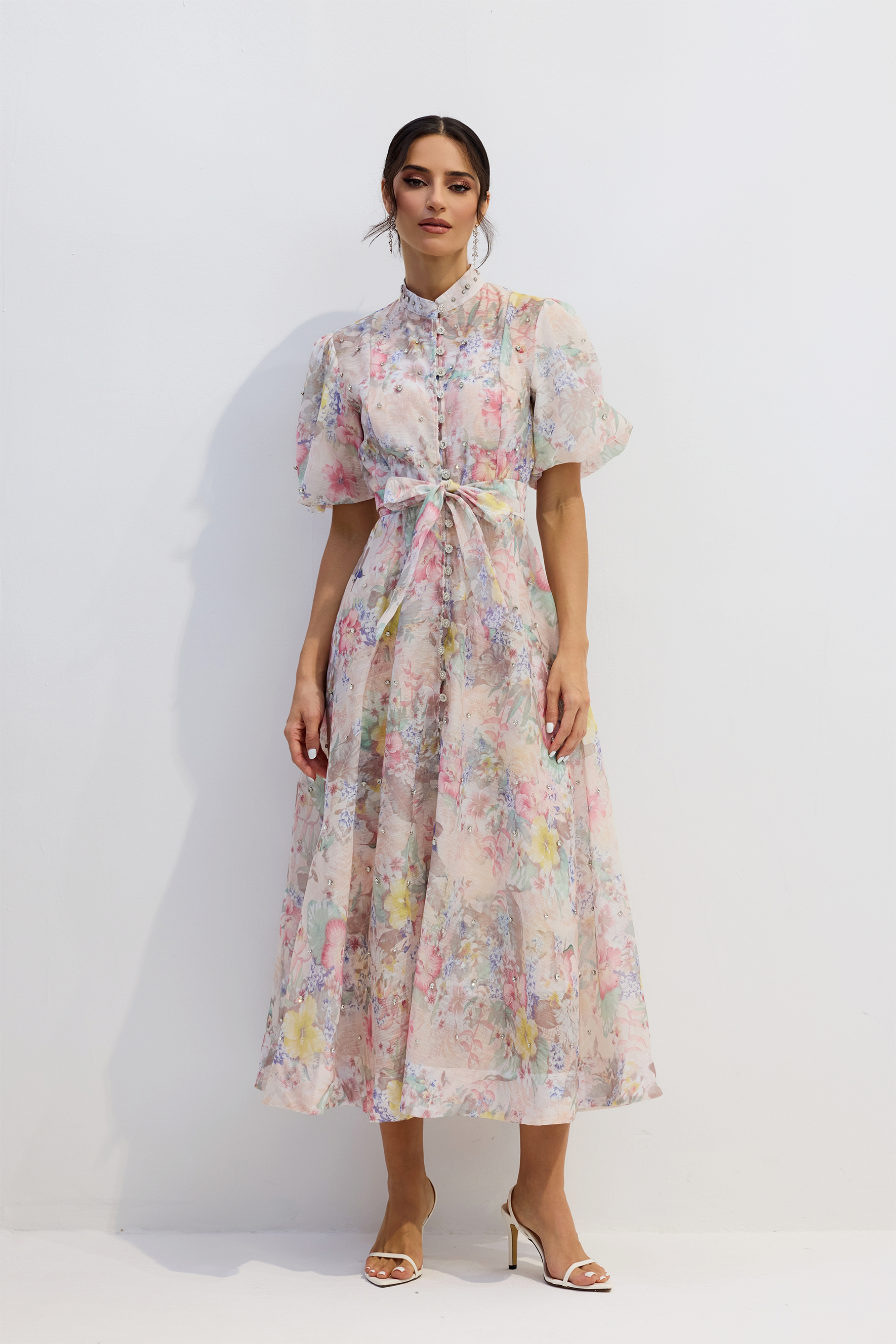 Anne Floral Print Puff Sleeve Maxi Dress-purelyfable