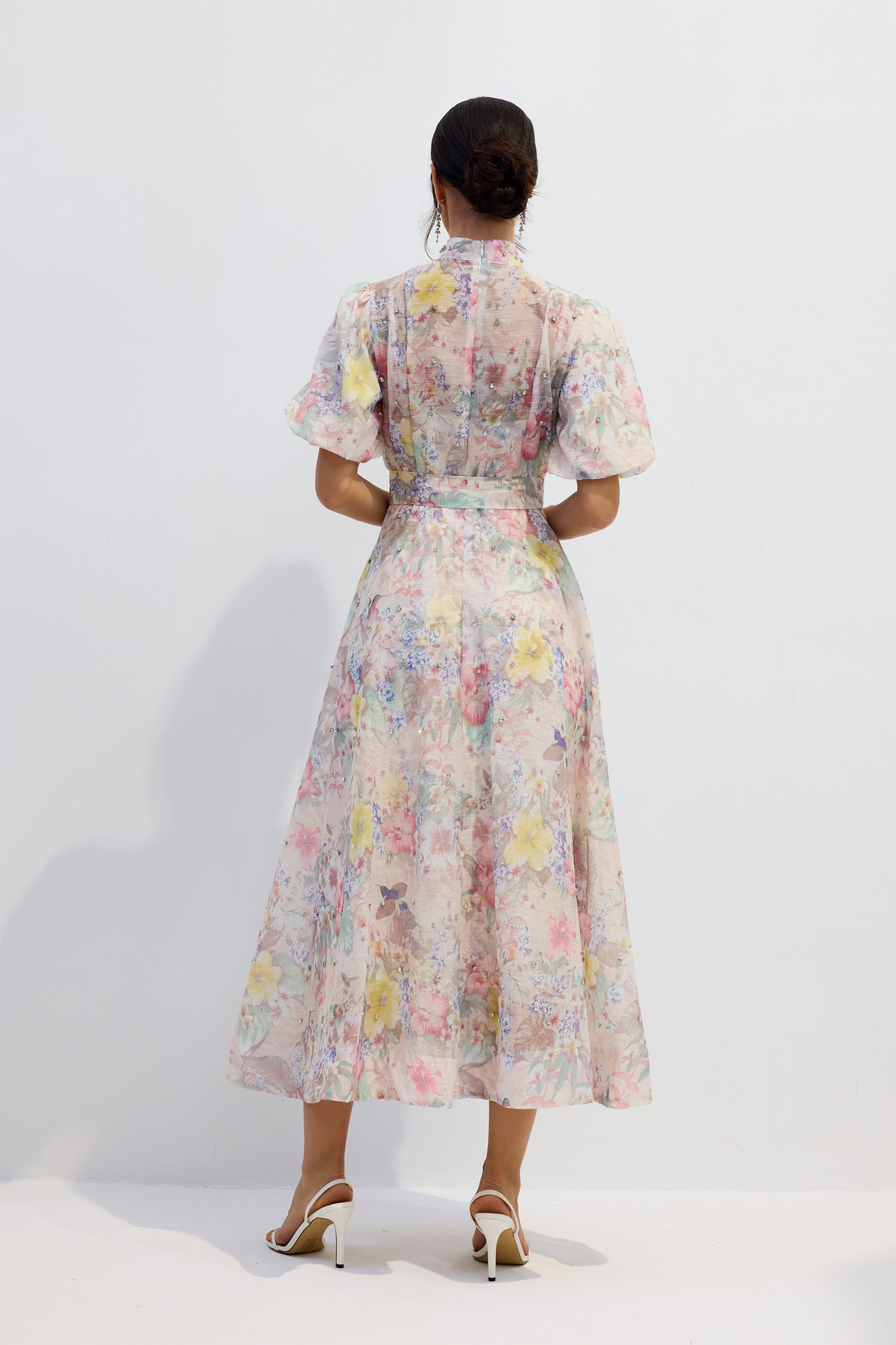 Anne Floral Print Puff Sleeve Maxi Dress-purelyfable