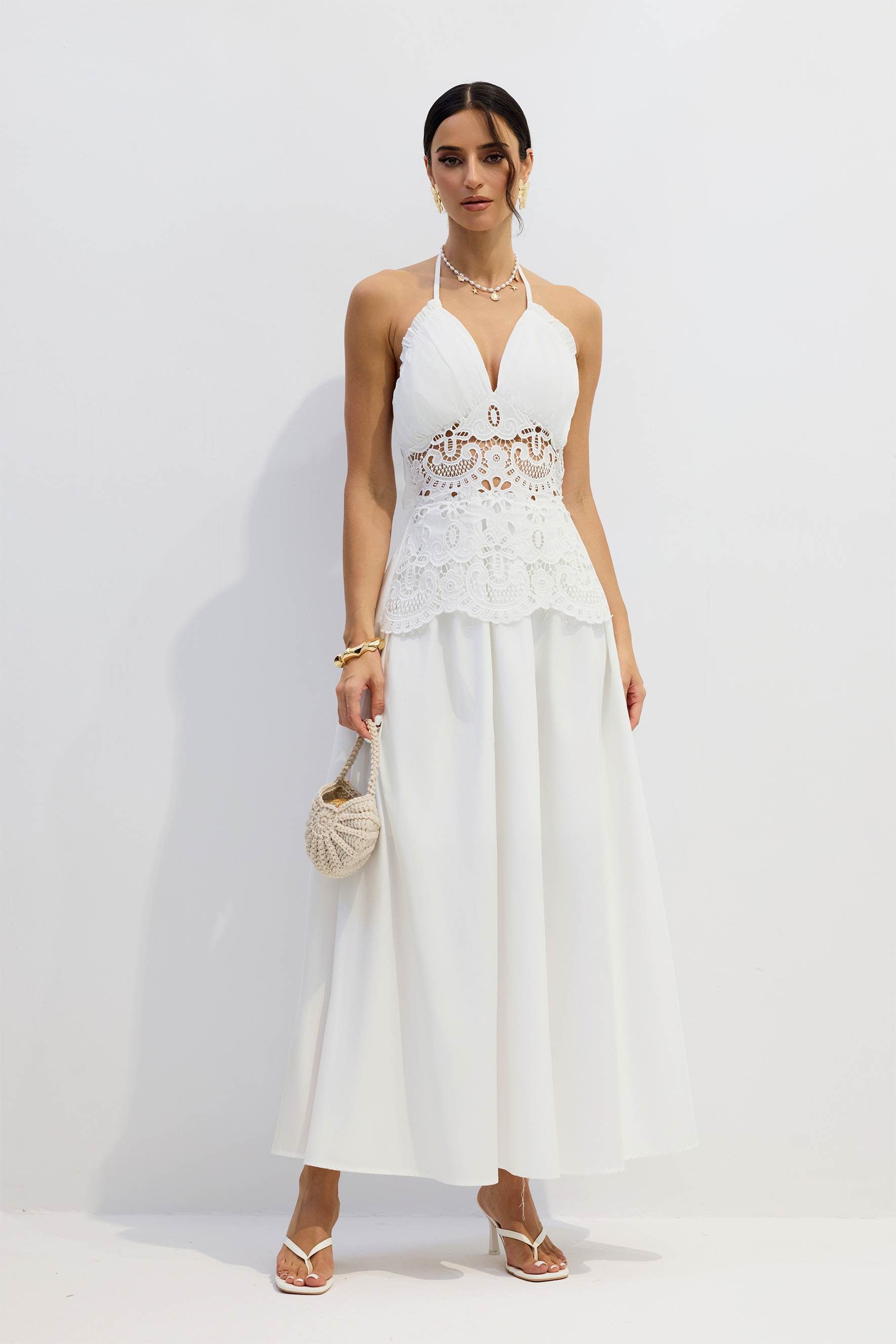 Tara Lace Embroidered Halterneck Maxi Dress-purelyfable