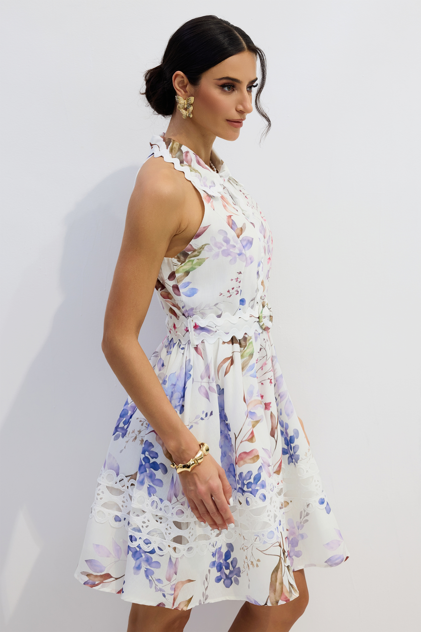 Eliza Floral Print Sleeveless Mini Dress-purelyfable