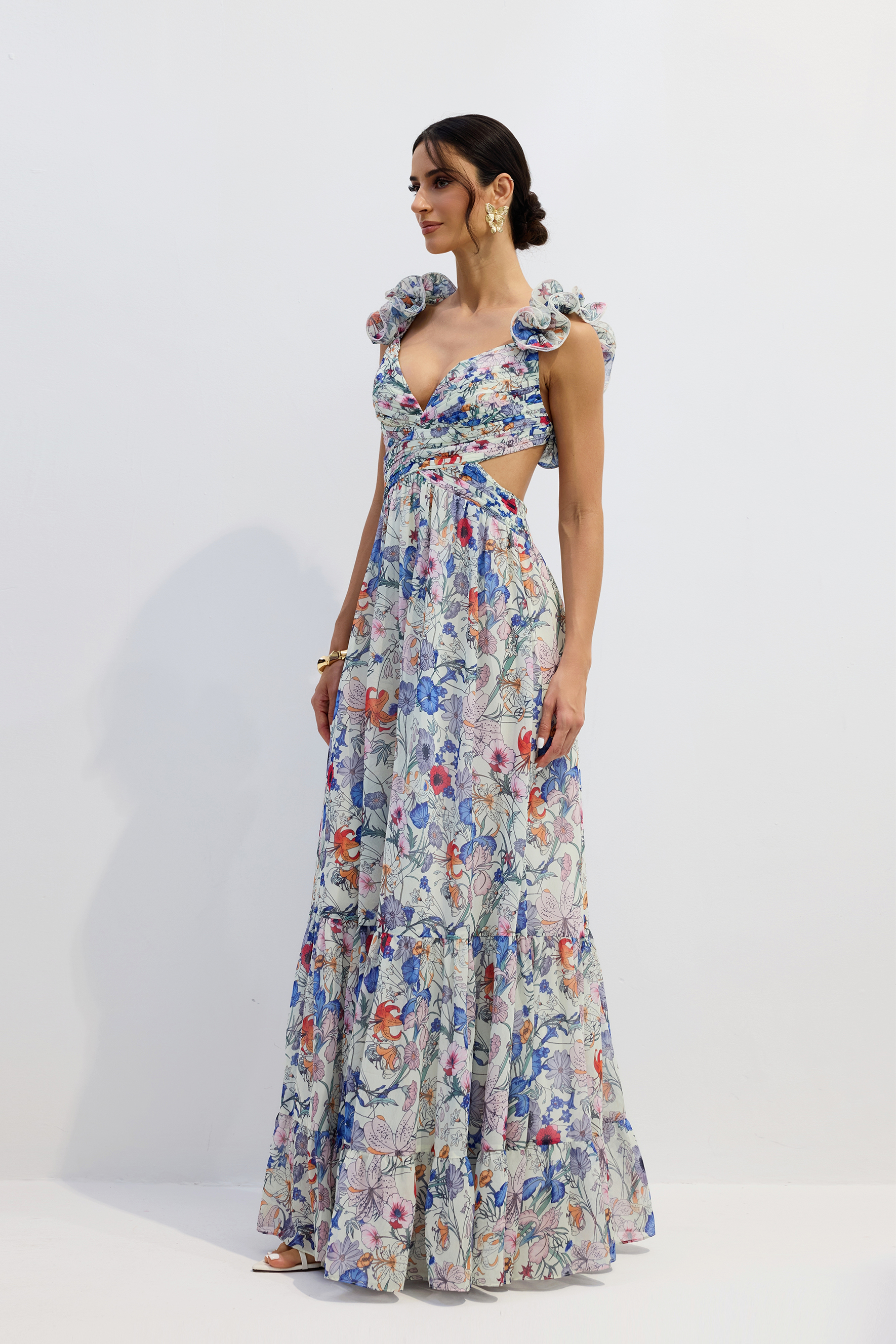Marissa Cut-out Ruffle Maxi Dress-purelyfable