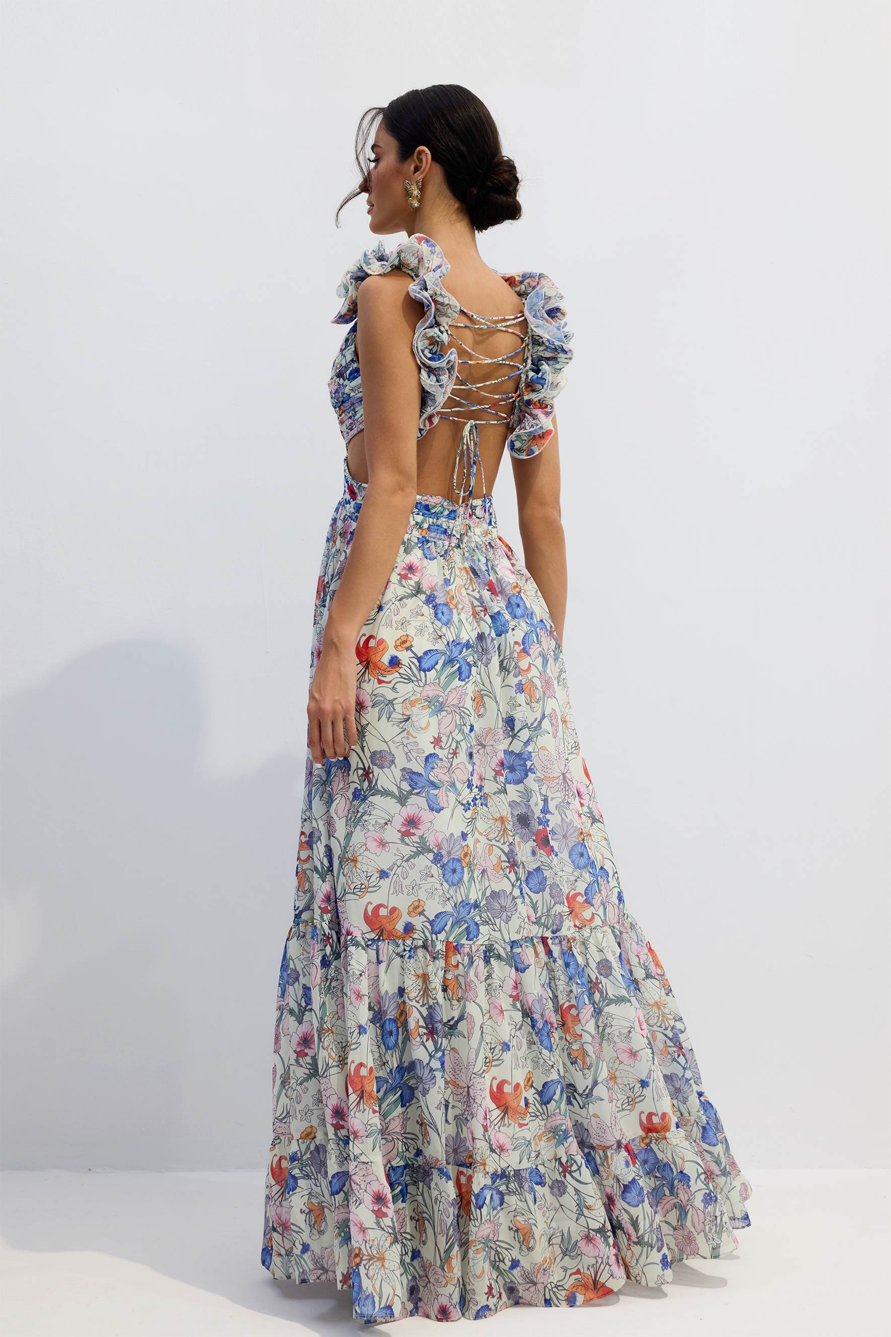 Marissa Cut-out Ruffle Maxi Dress-purelyfable