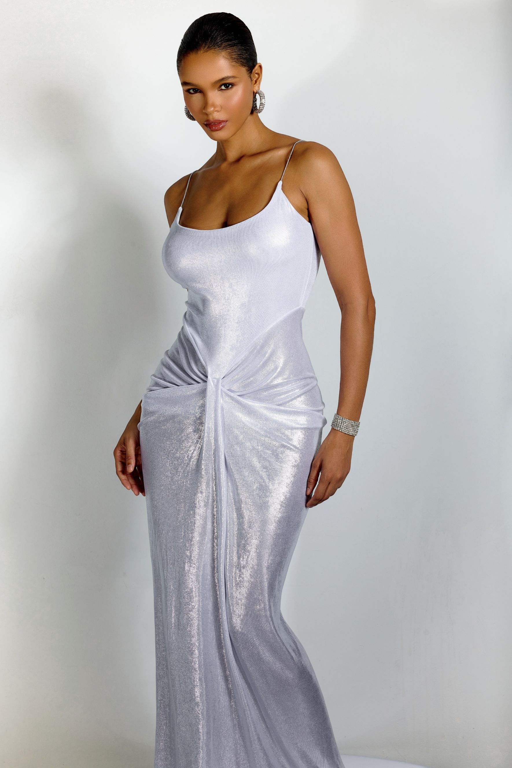 Eve Metallic Spaghetti Strap Maxi Dress-purelyfable