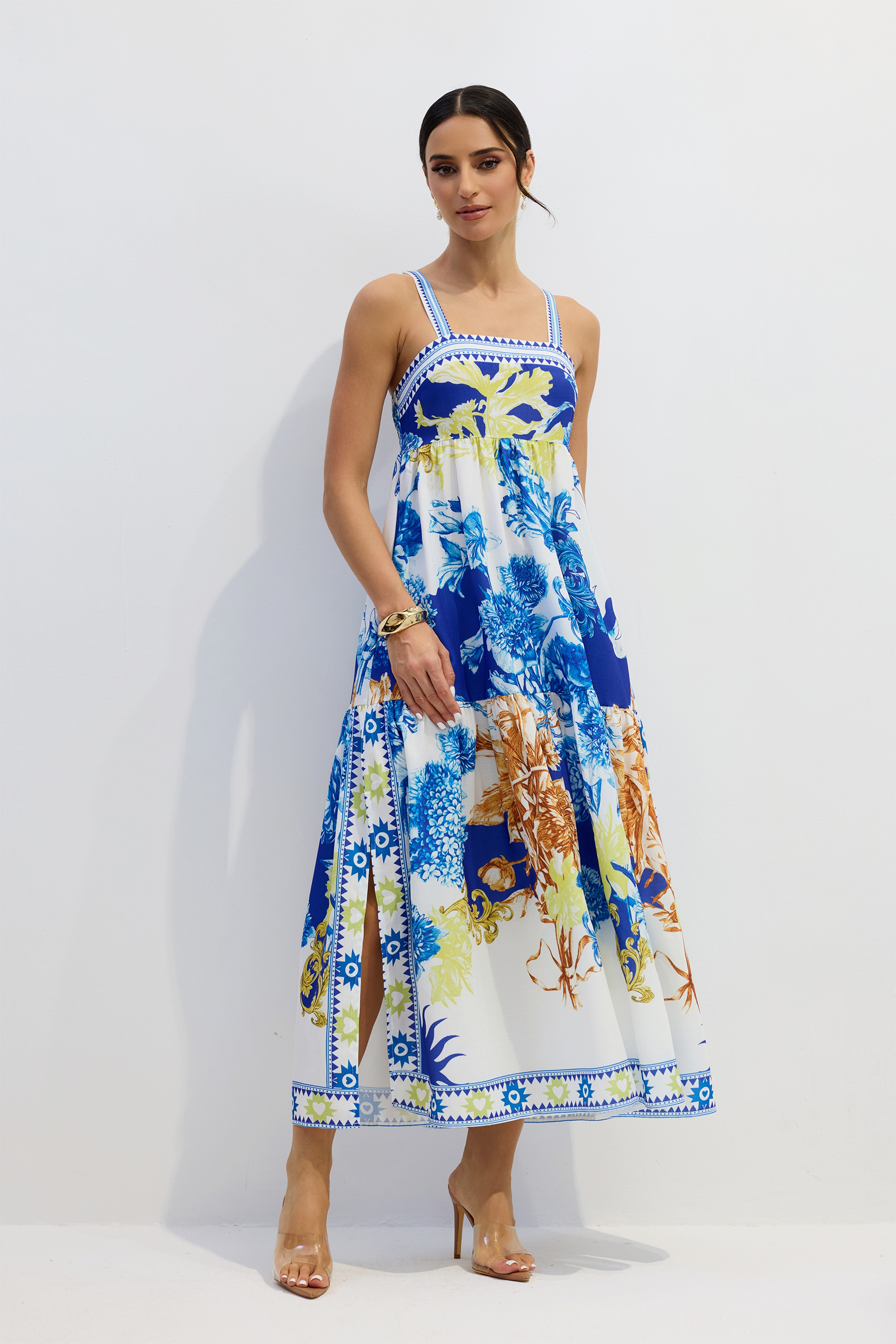Nessia Floral Print Shirred Maxi Dress-purelyfable