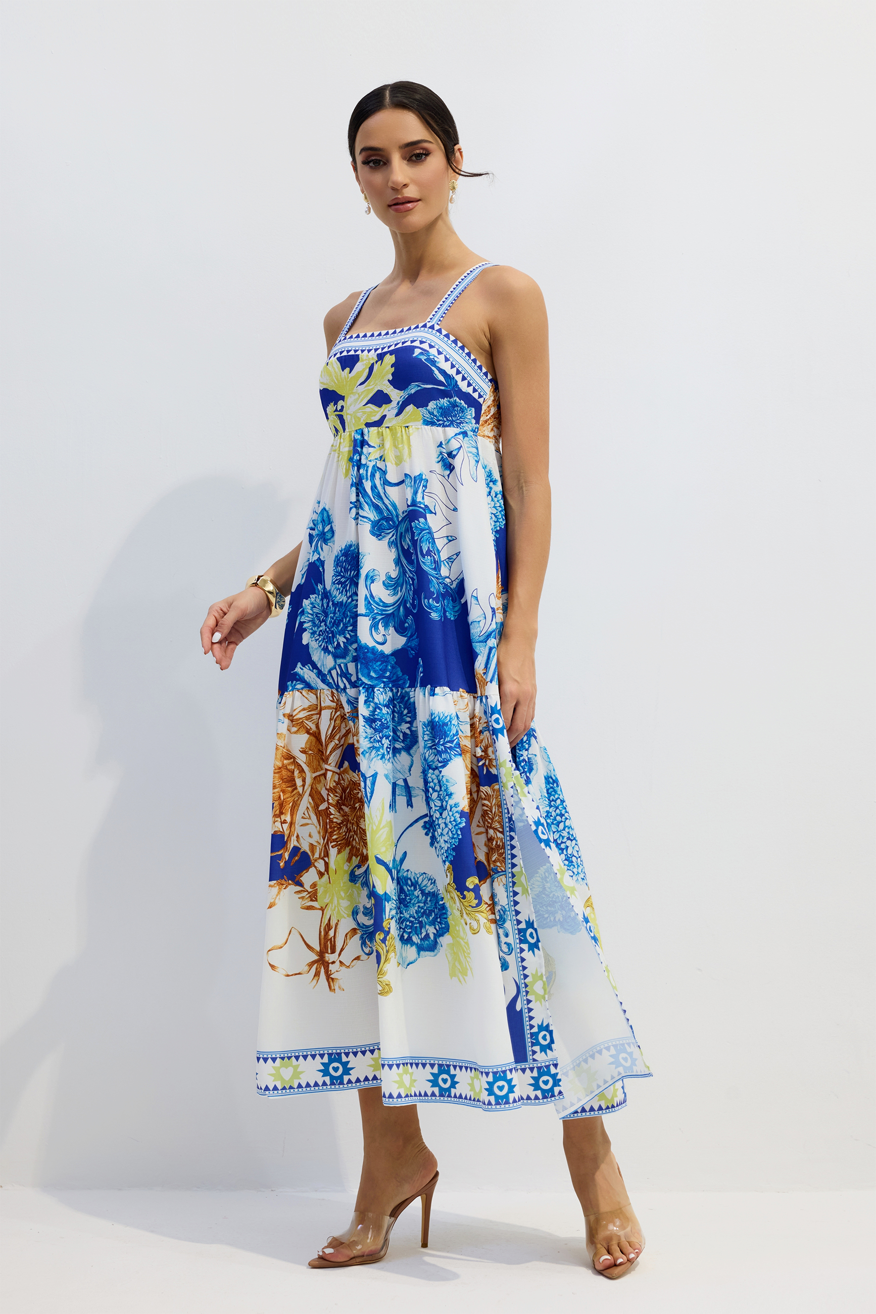 Nessia Floral Print Shirred Maxi Dress-purelyfable