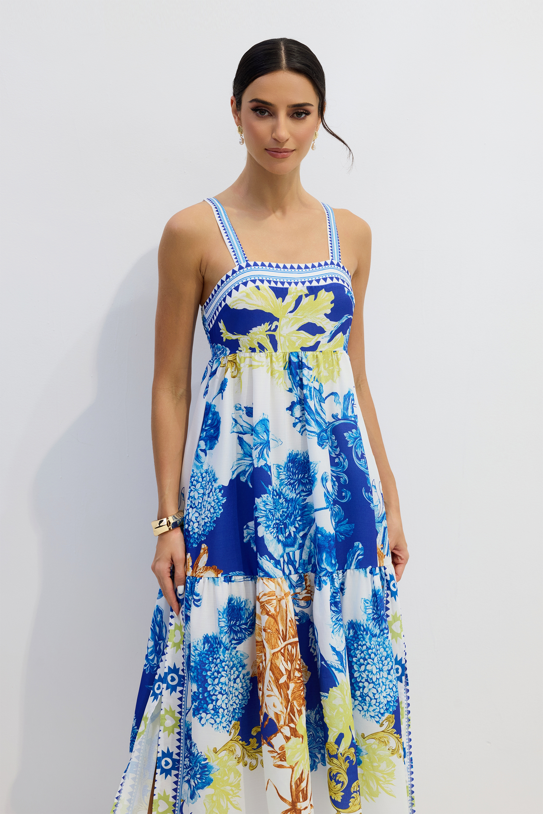 Nessia Floral Print Shirred Maxi Dress-purelyfable