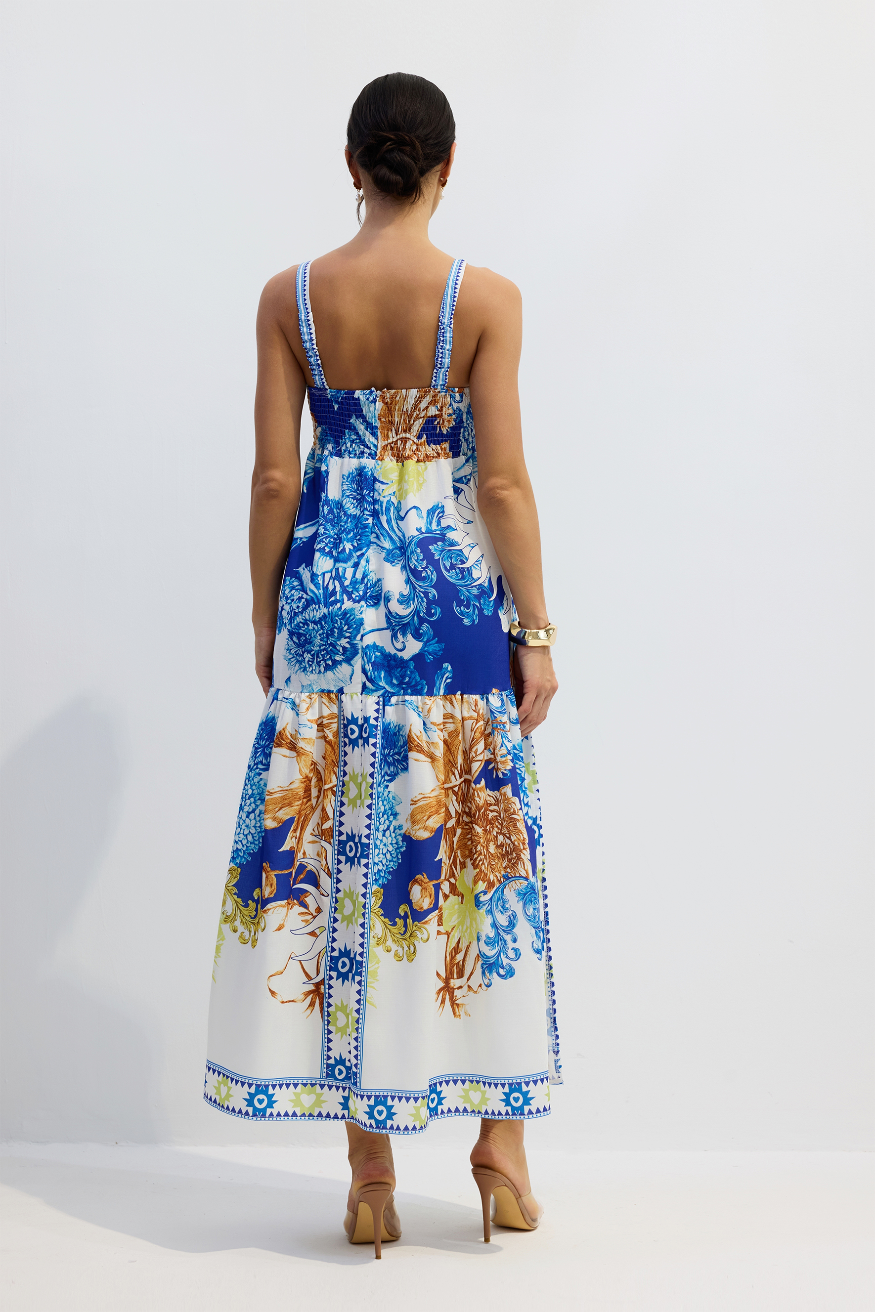 Nessia Floral Print Shirred Maxi Dress-purelyfable