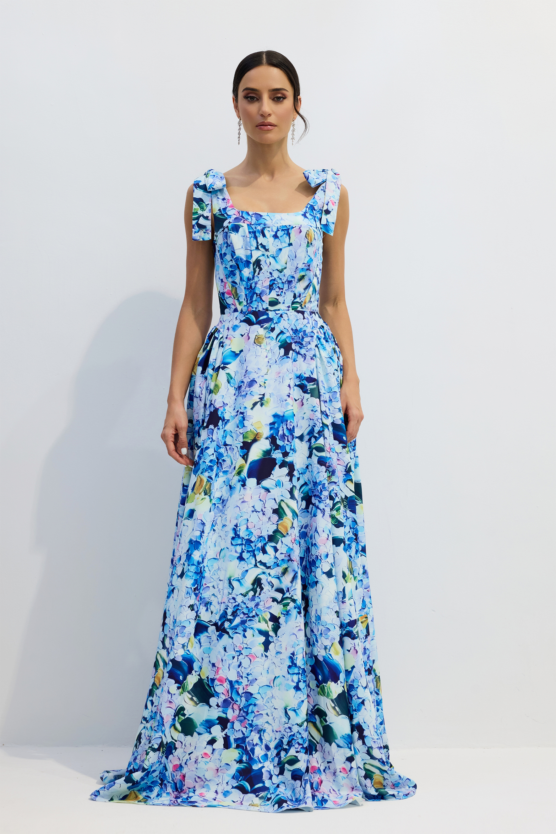 Kacey Hydrangea Printed Strap Maxi Dress-purelyfable