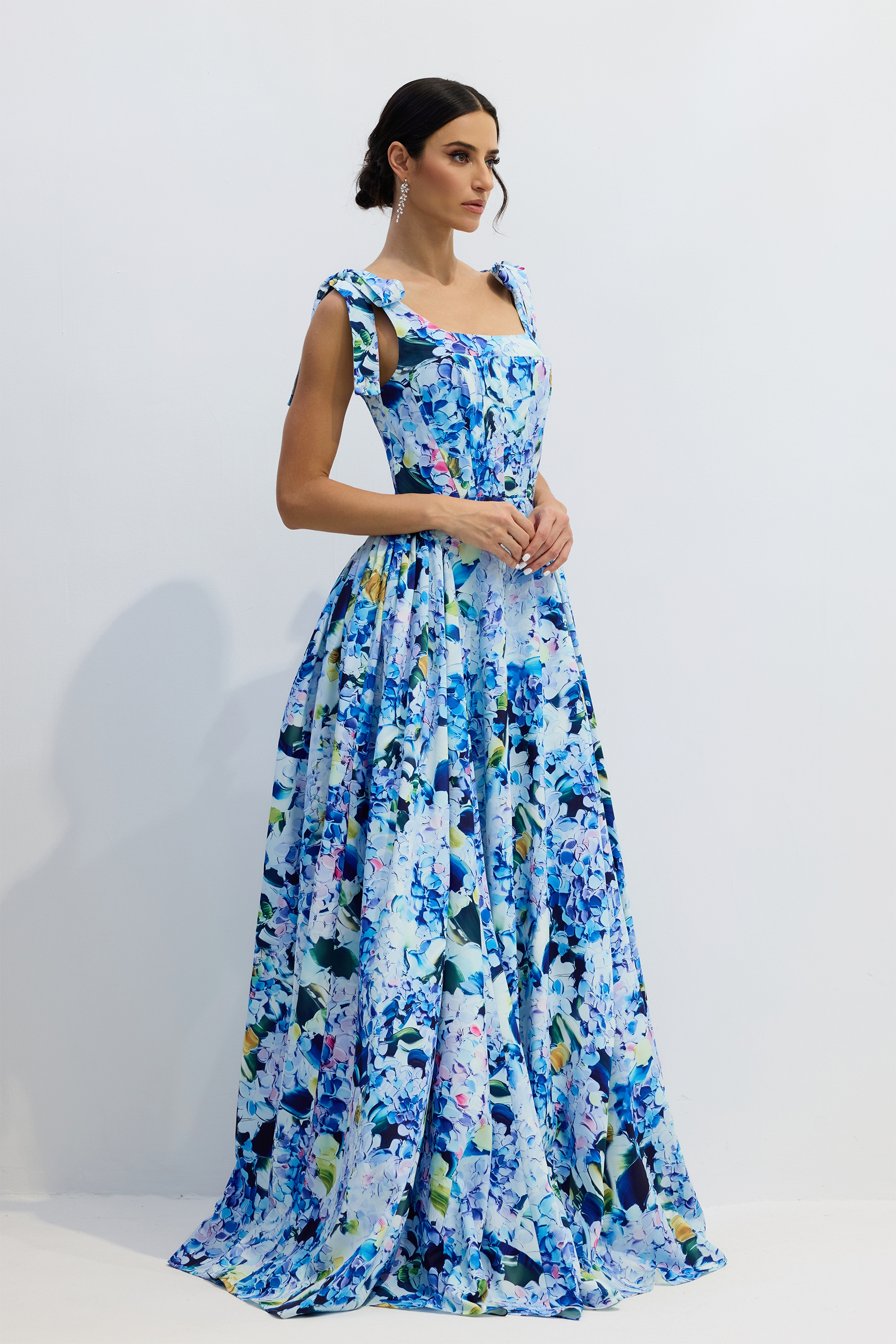 Kacey Hydrangea Printed Strap Maxi Dress-purelyfable