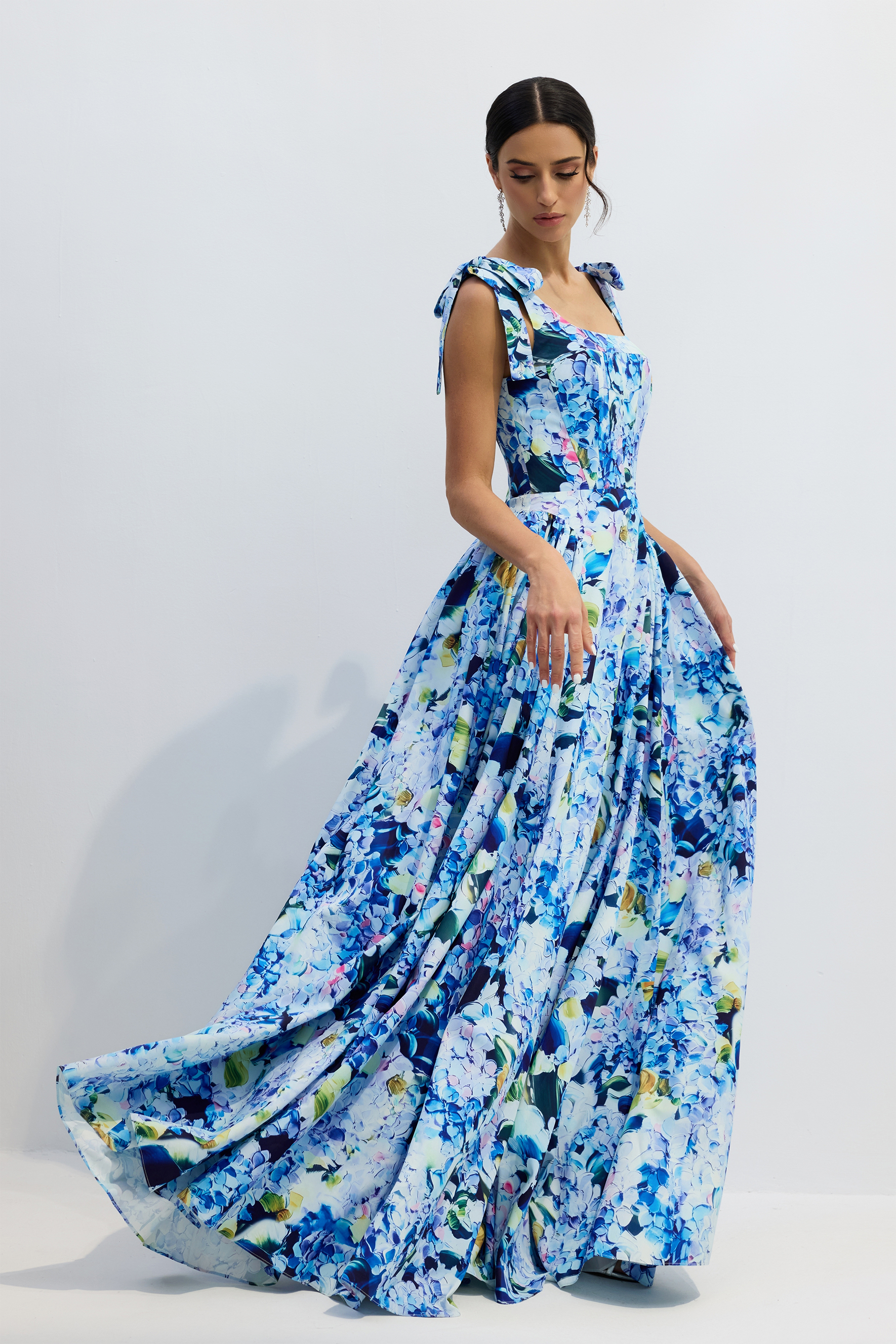 Kacey Hydrangea Printed Strap Maxi Dress-purelyfable