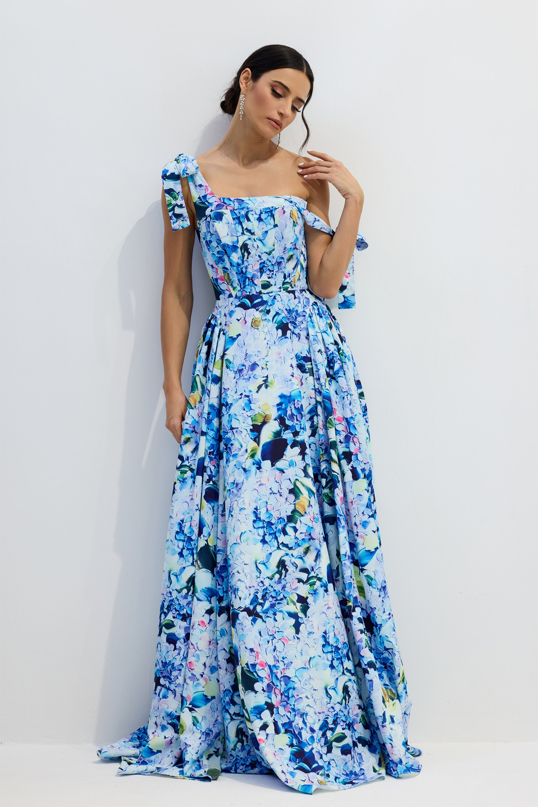 Kacey Hydrangea Printed Strap Maxi Dress-purelyfable