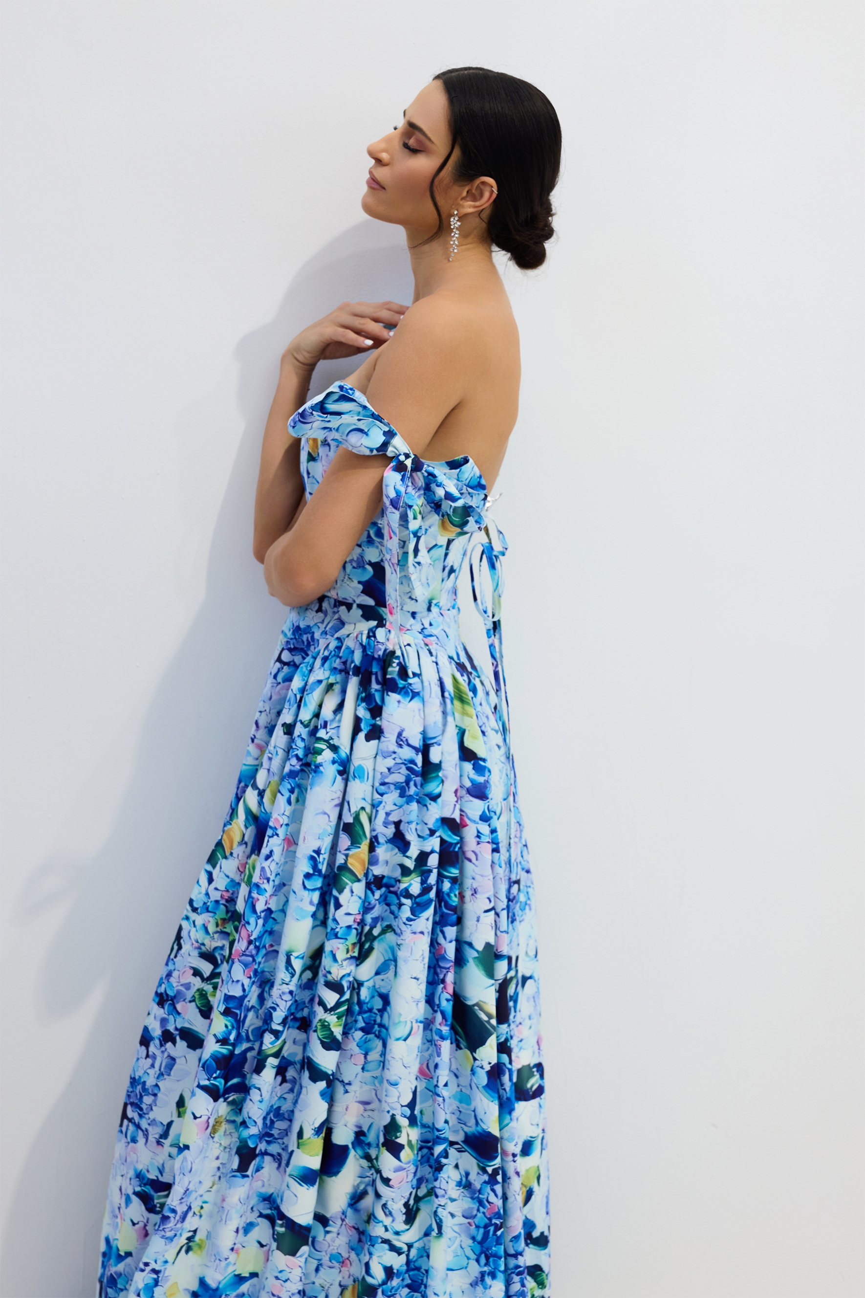 Kacey Hydrangea Printed Strap Maxi Dress-purelyfable
