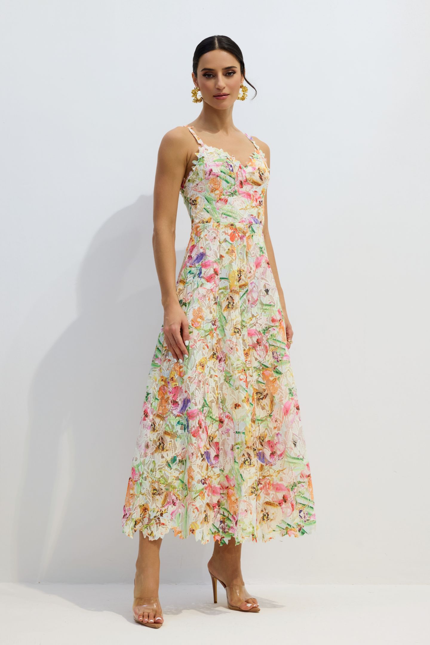 Violet Floral Embroidered Lace Midi Dress-purelyfable