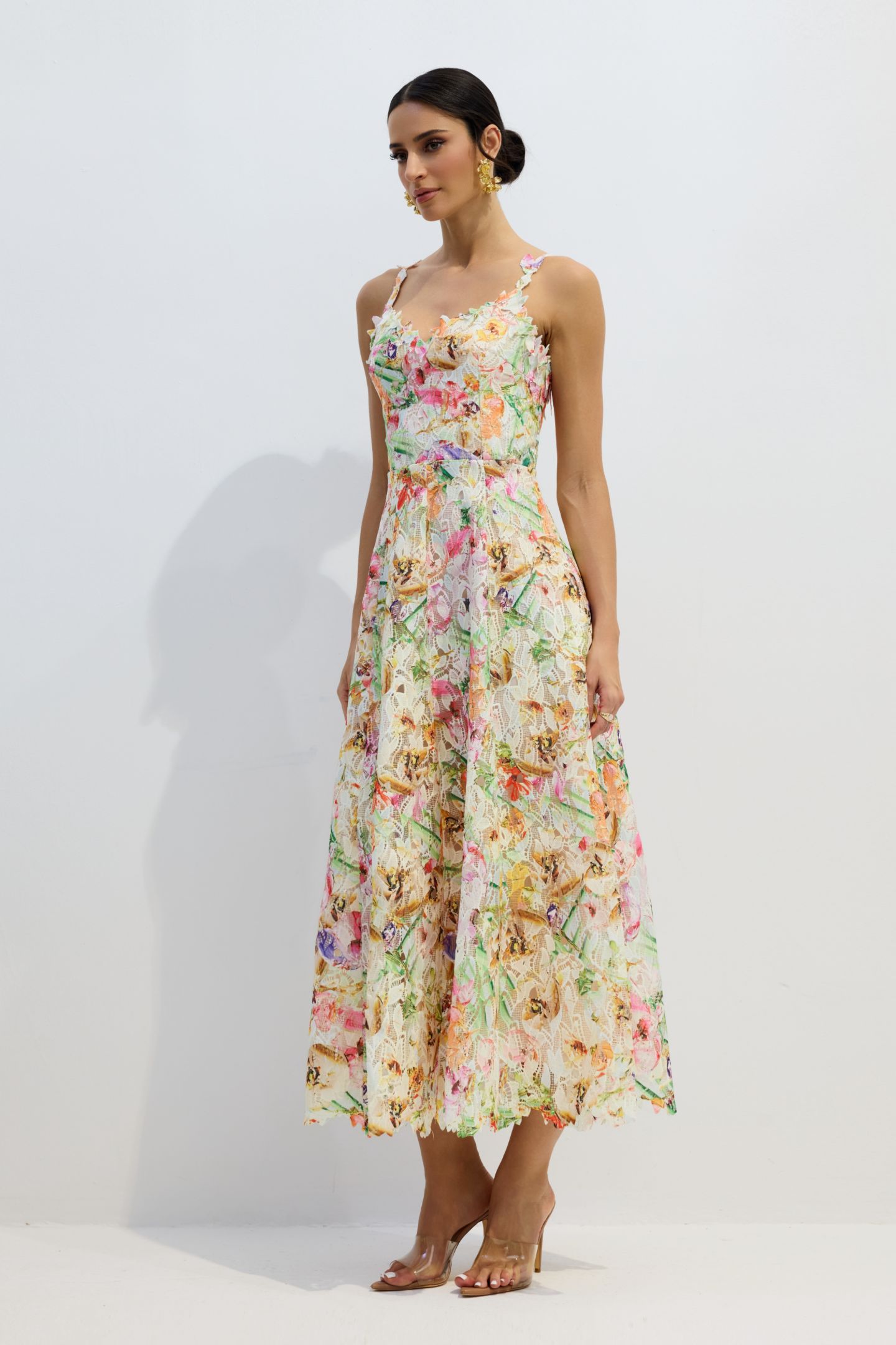 Violet Floral Embroidered Lace Midi Dress-purelyfable