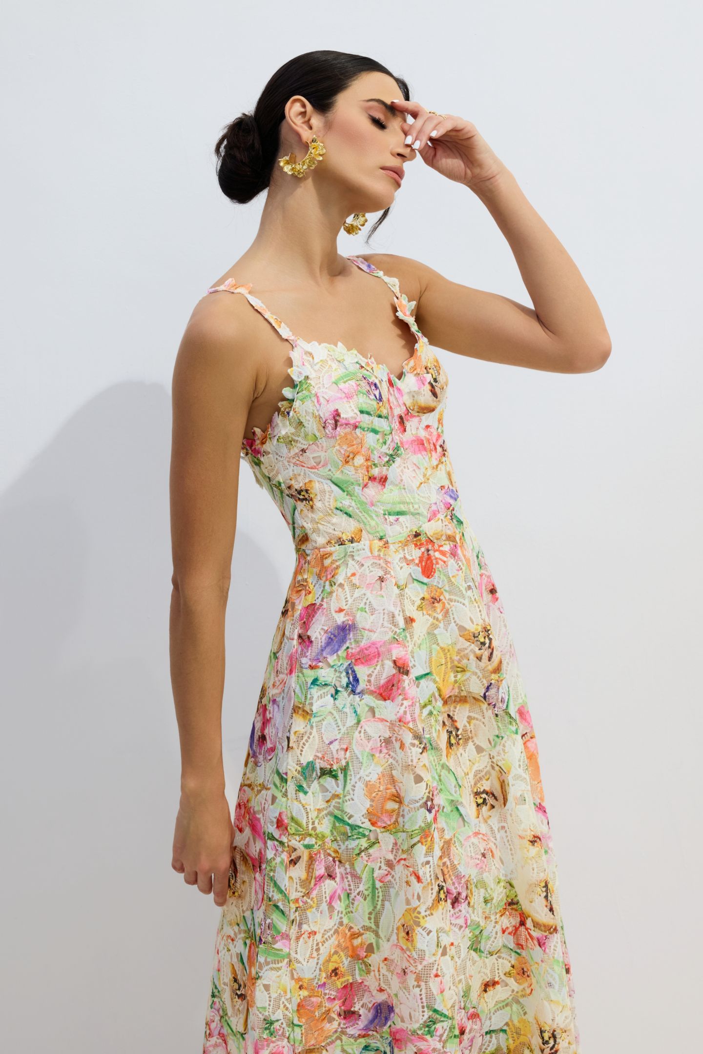 Violet Floral Embroidered Lace Midi Dress-purelyfable