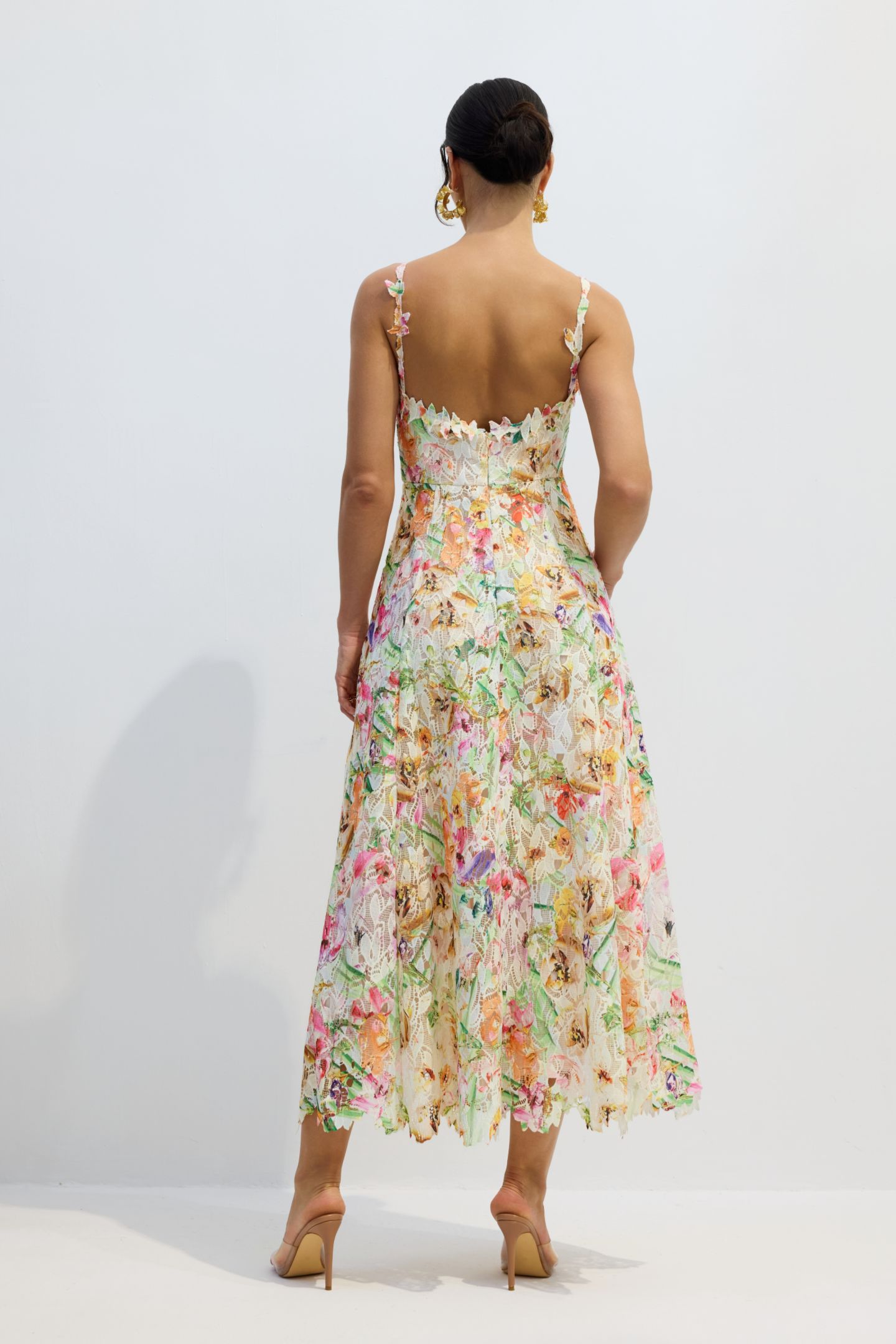 Violet Floral Embroidered Lace Midi Dress-purelyfable