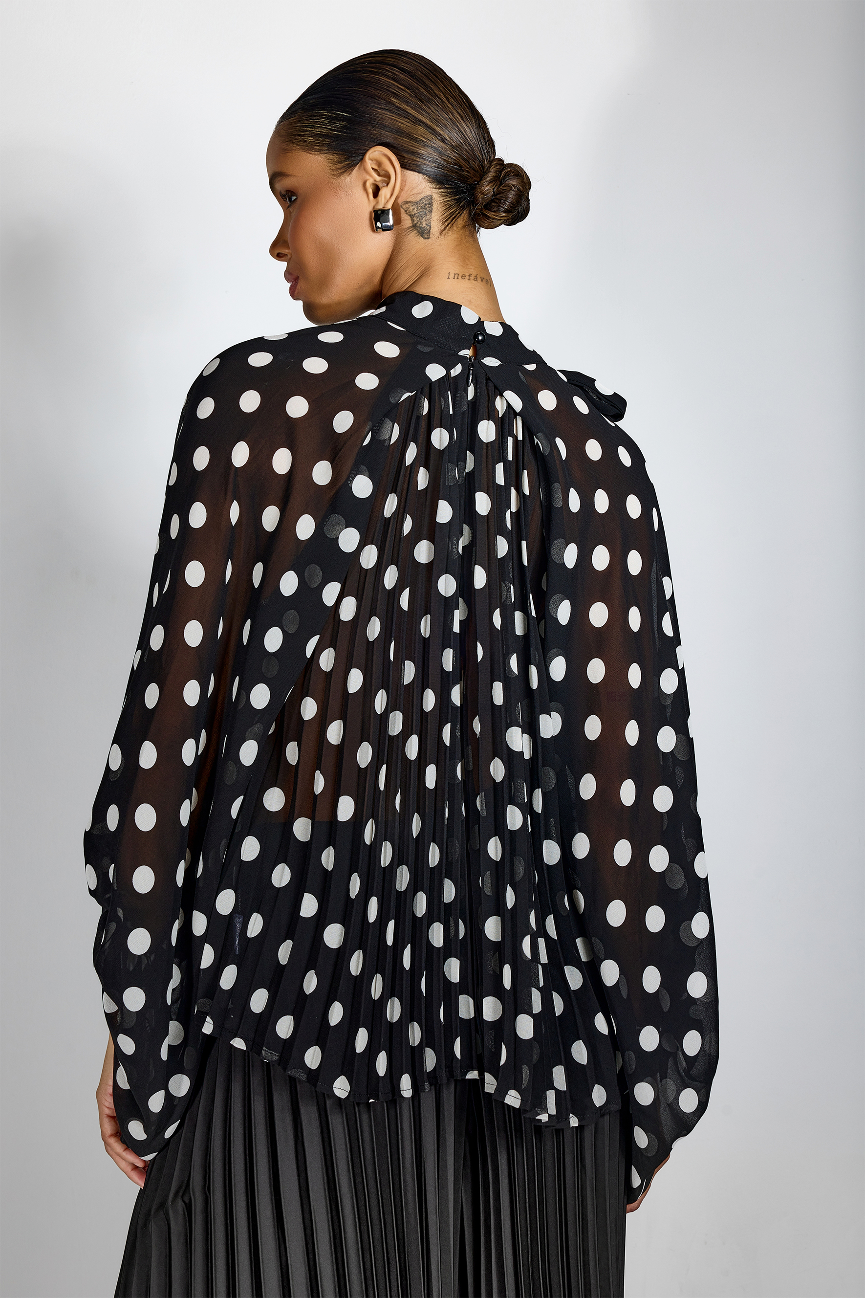 Vania Polka Dot Sheer Chiffon Blouse-purelyfable