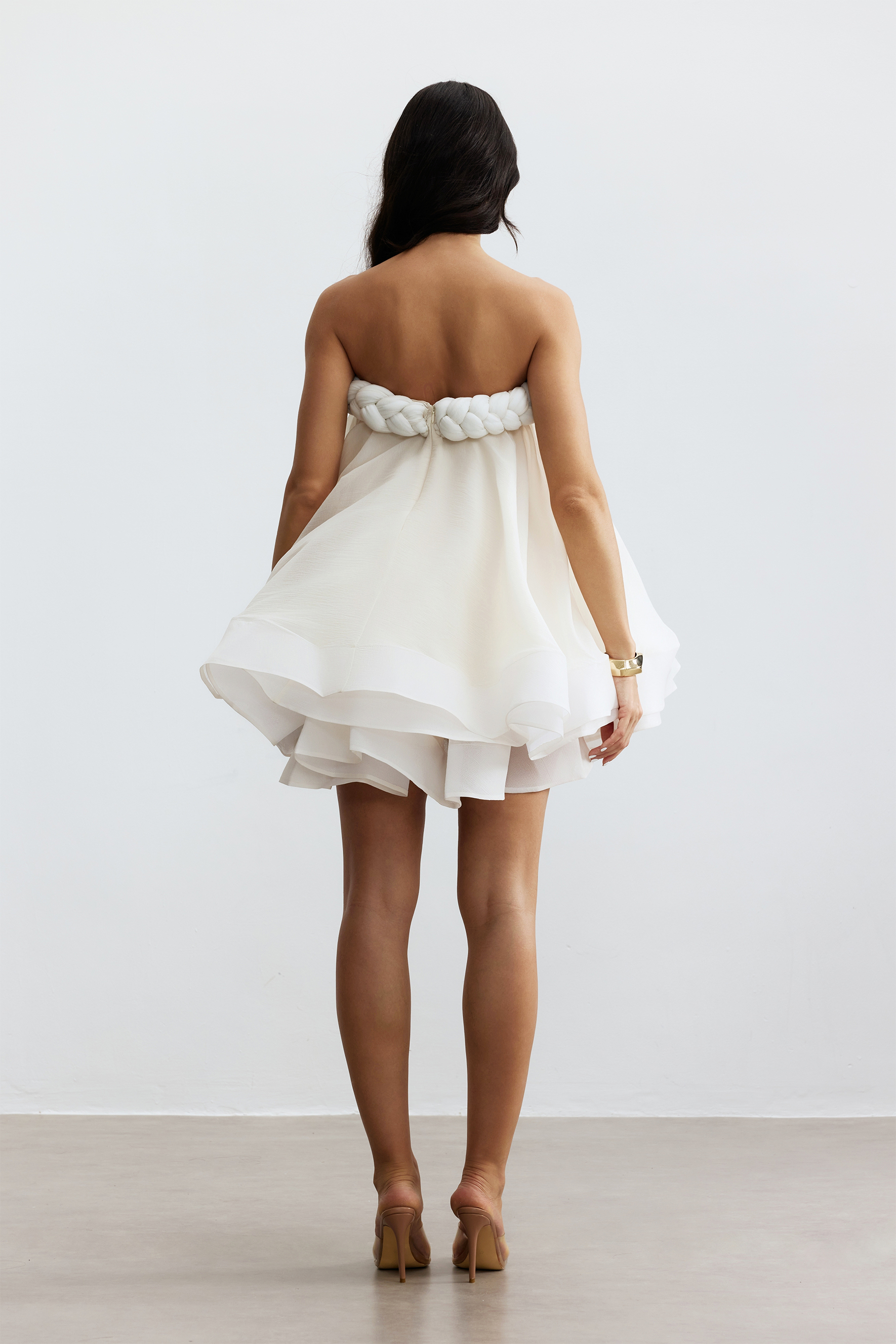 Naomi Twisted Neckline Layered Mini Dress-purelyfable