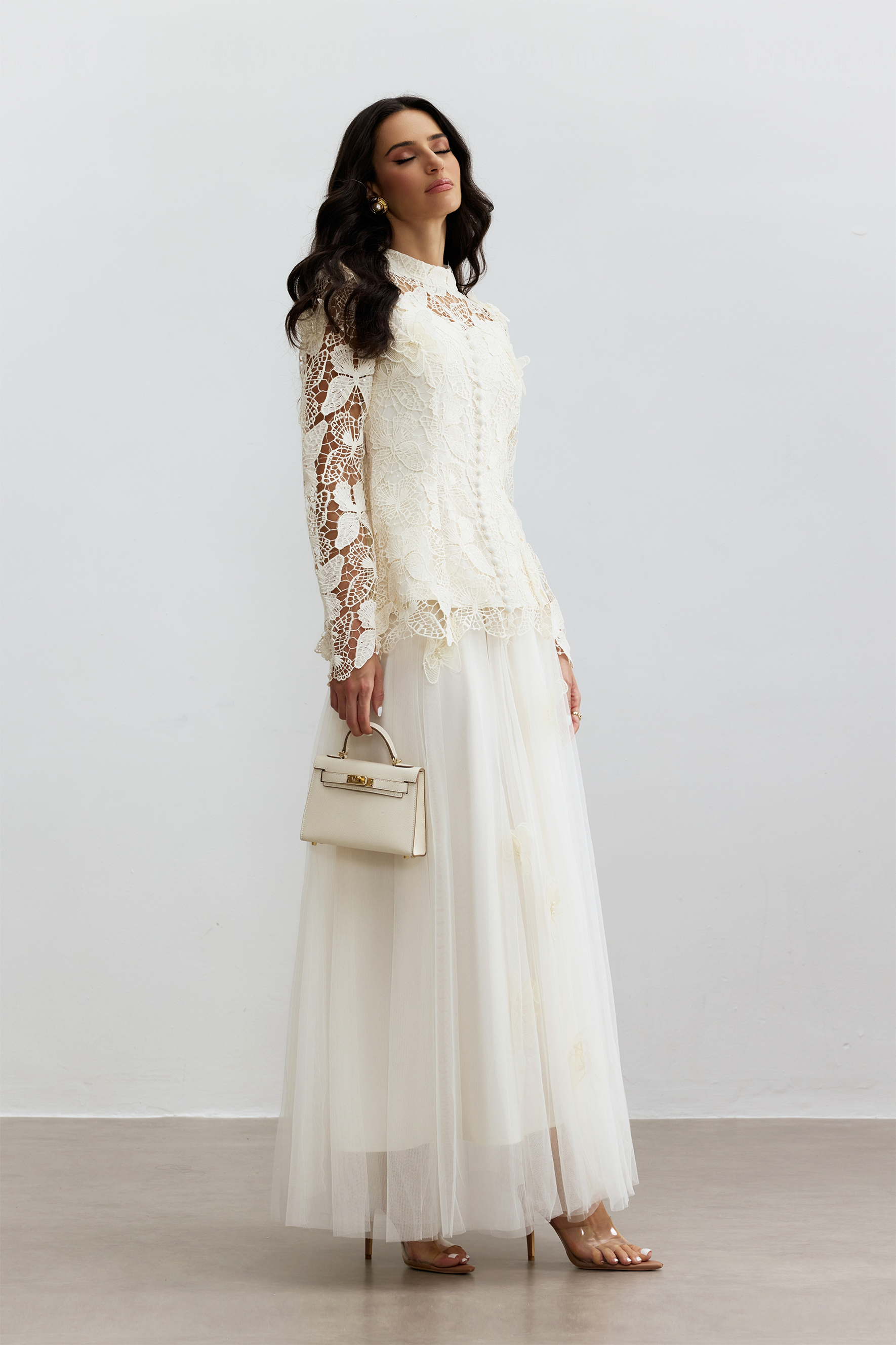 Elizabeth Butterfly Embroidered Lace Maxi Dress-purelyfable