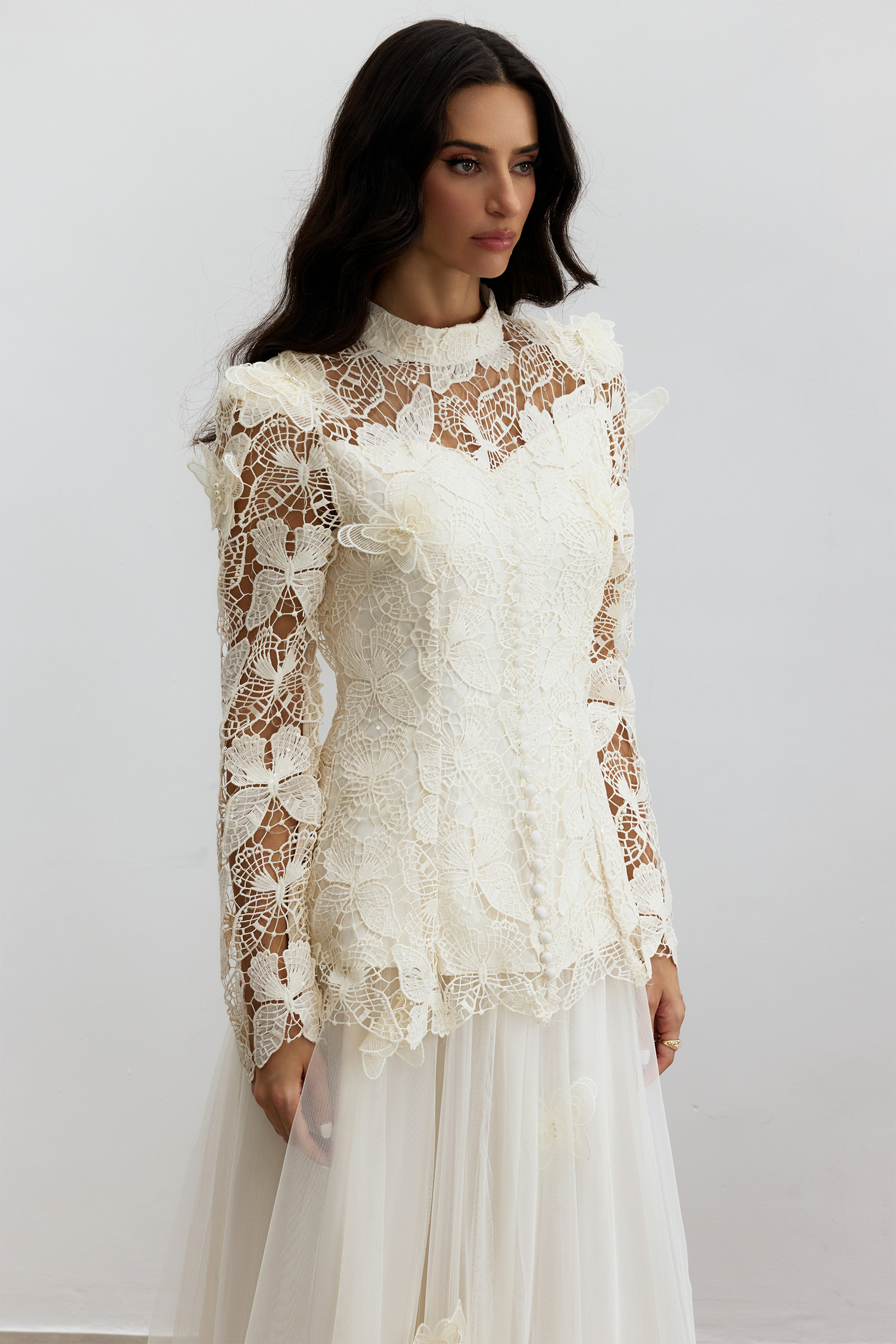 Elizabeth Butterfly Embroidered Lace Maxi Dress-purelyfable